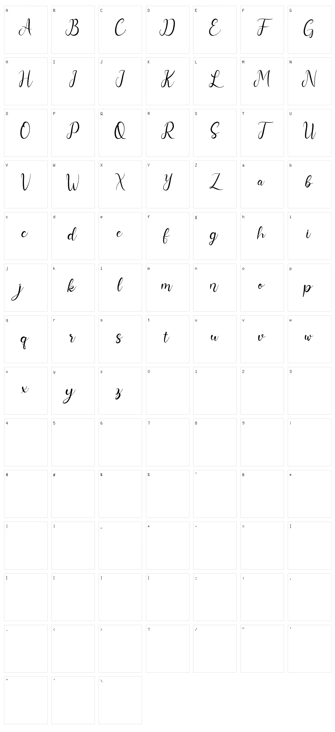 Nurul Script Character Set