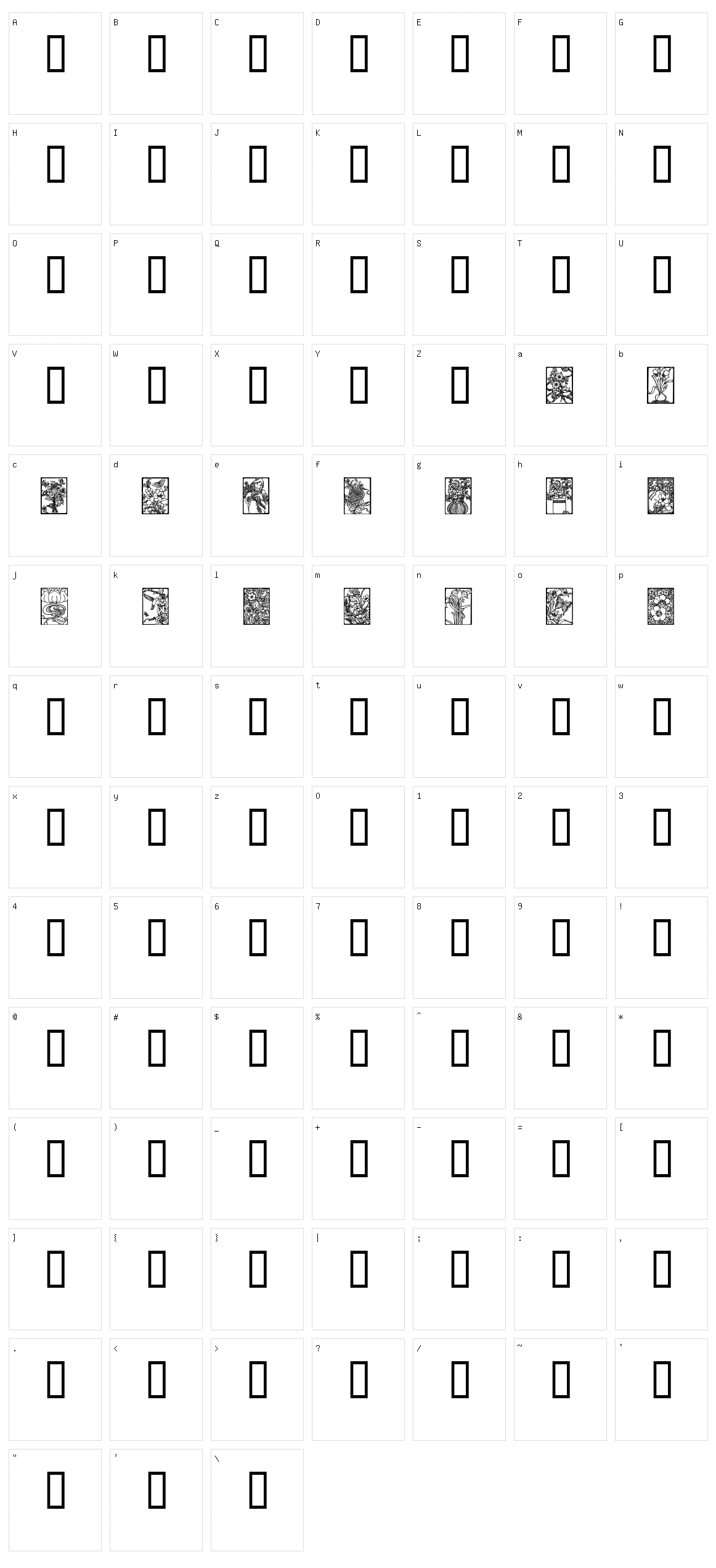 Art Nouveau Flowers Character Set