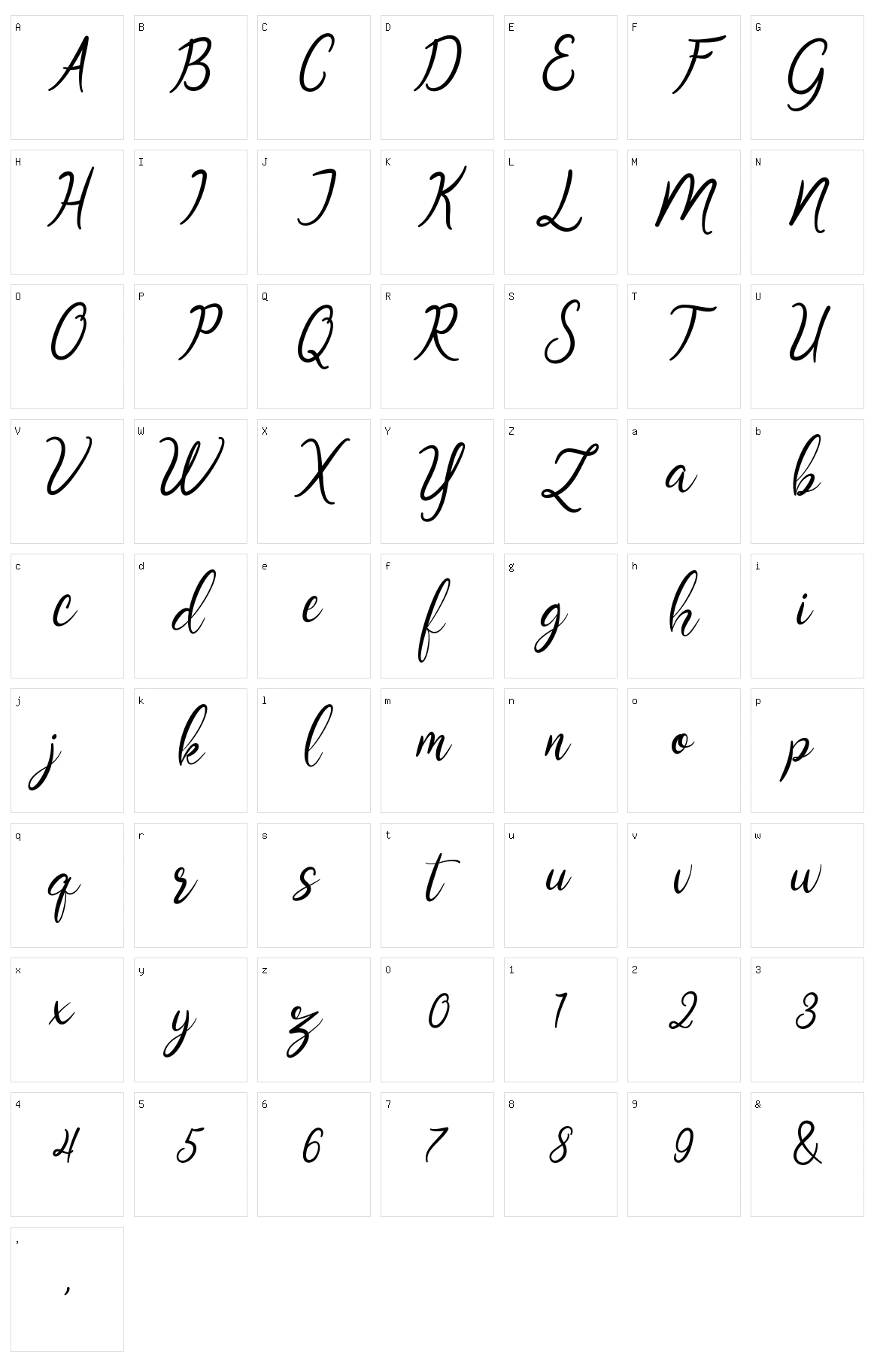 Oklahoma Script Character Set