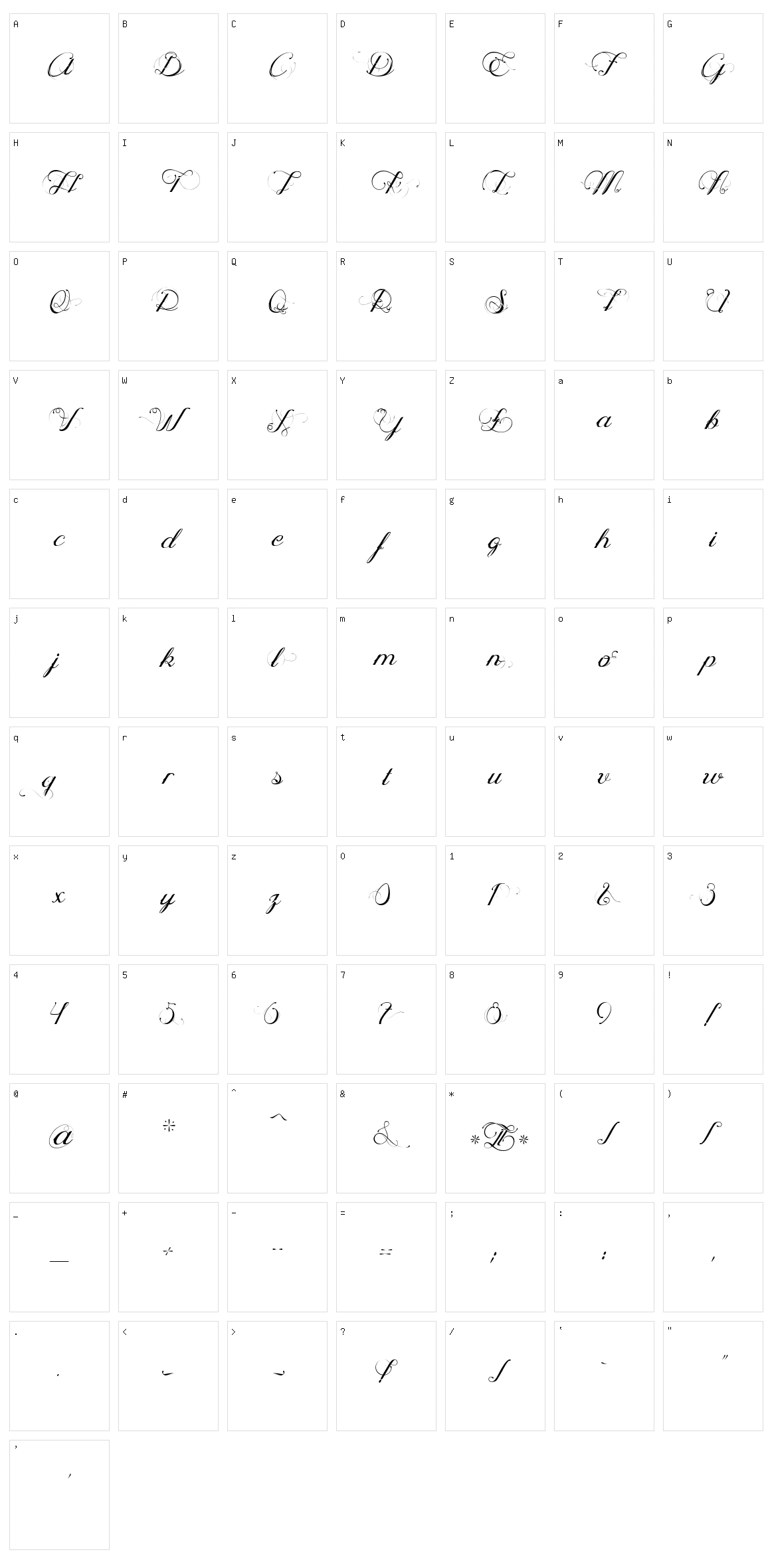 Oph?lia Script Character Set