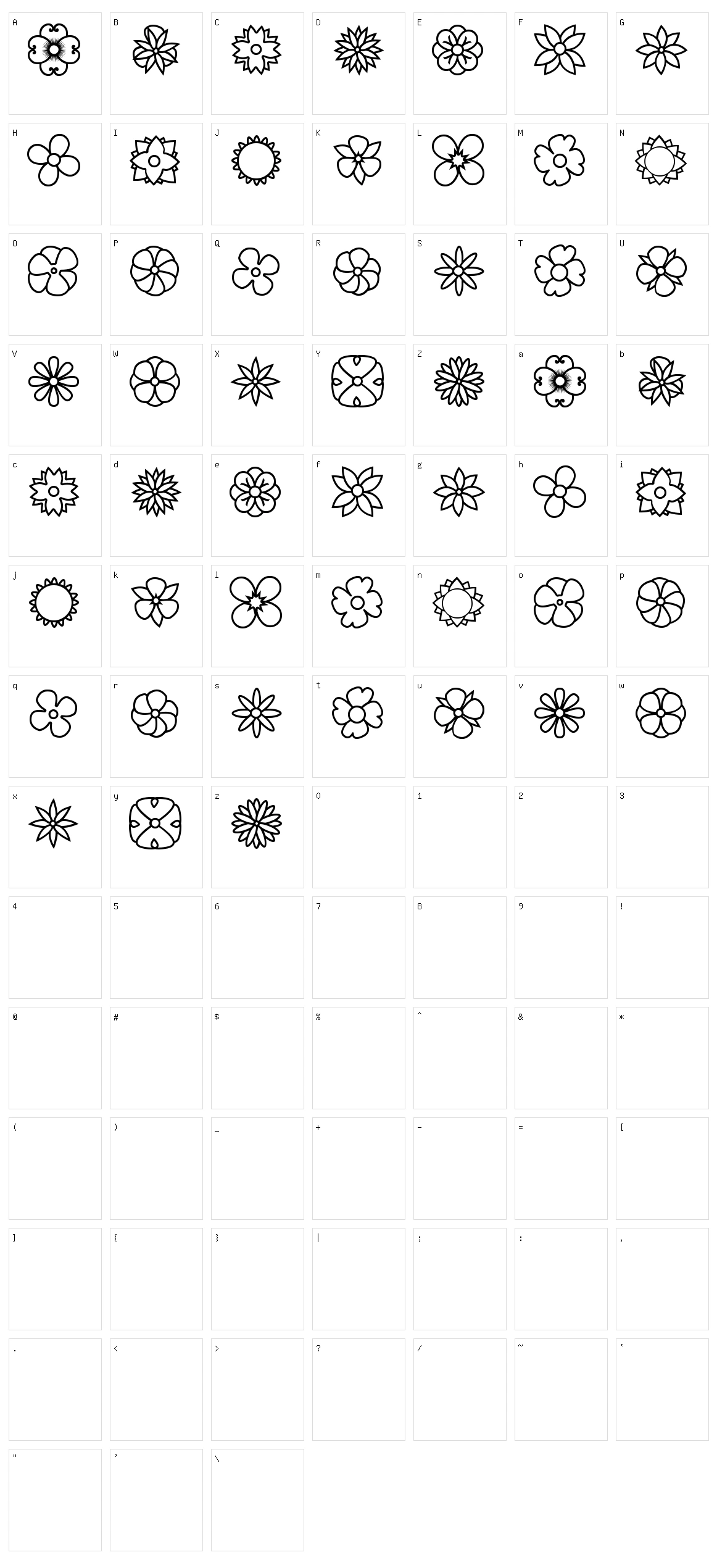 Flowers Dots Bats TFB Character Set