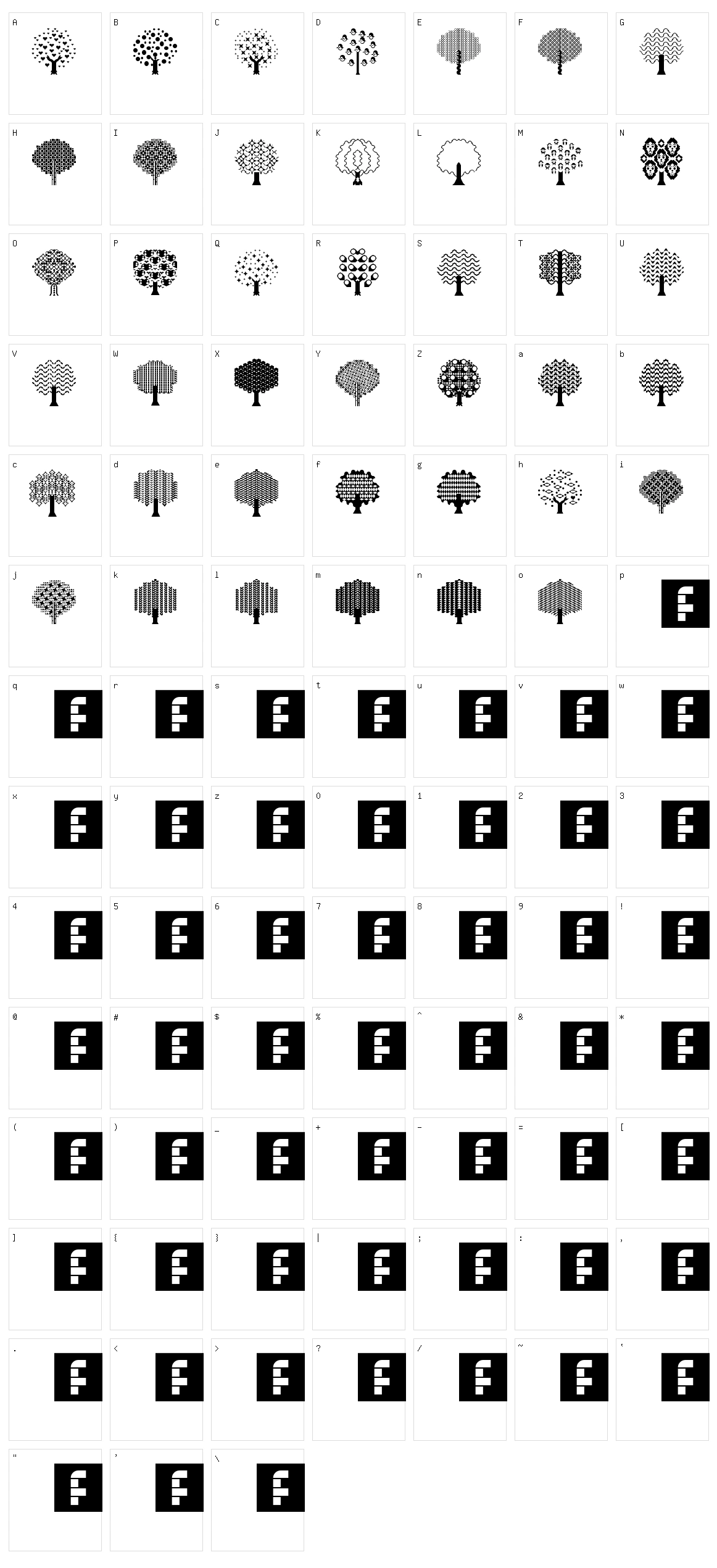 Balloon Trees Character Set