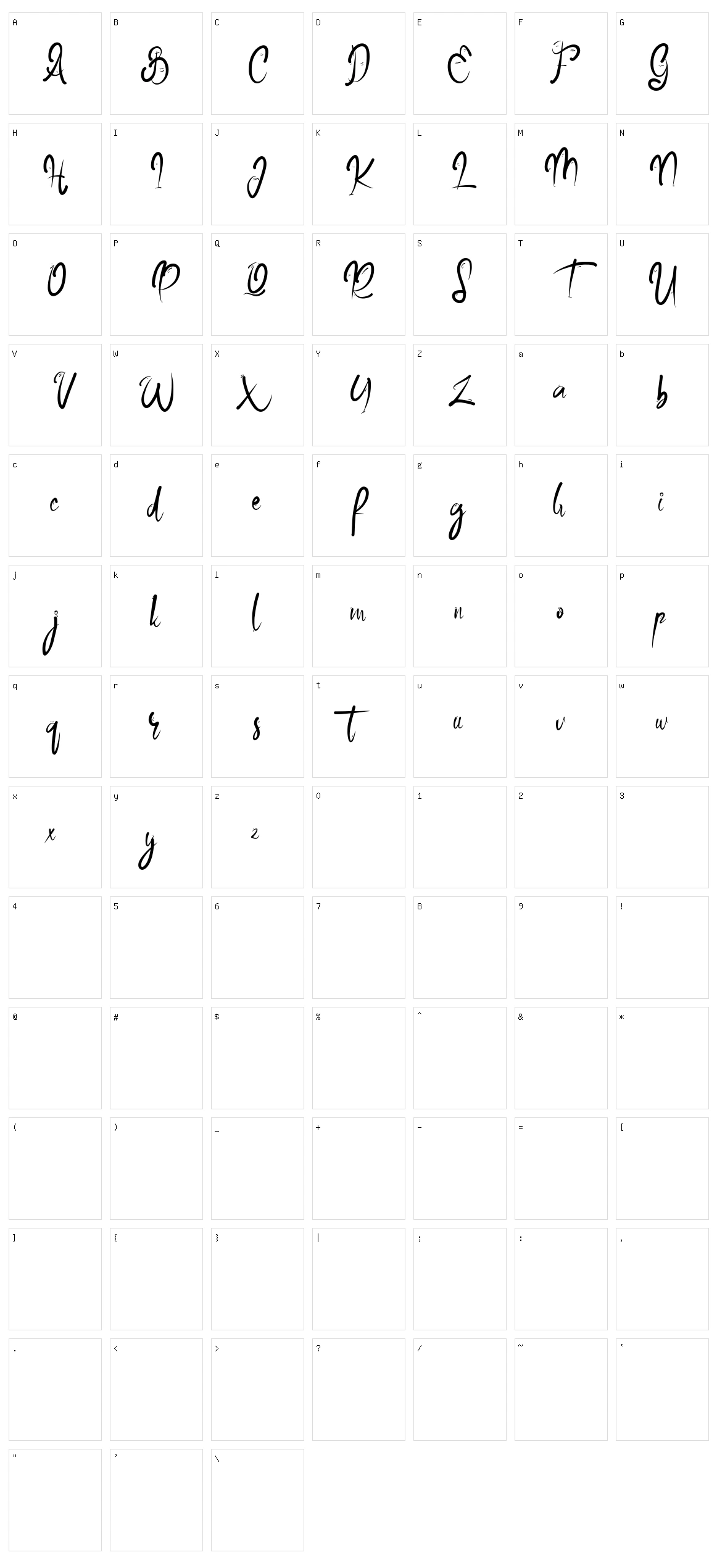 Pastilec Character Set