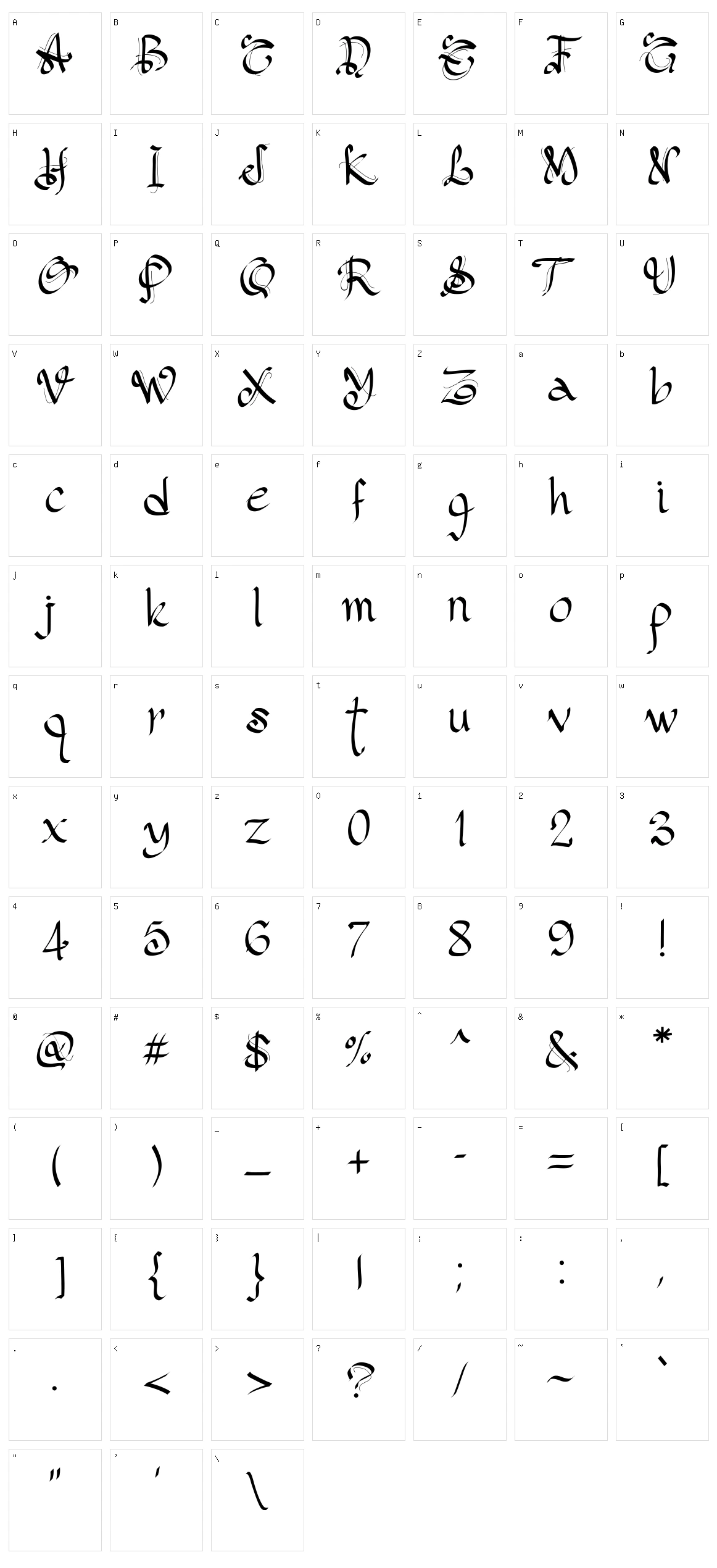 PW Gothic Style Character Set