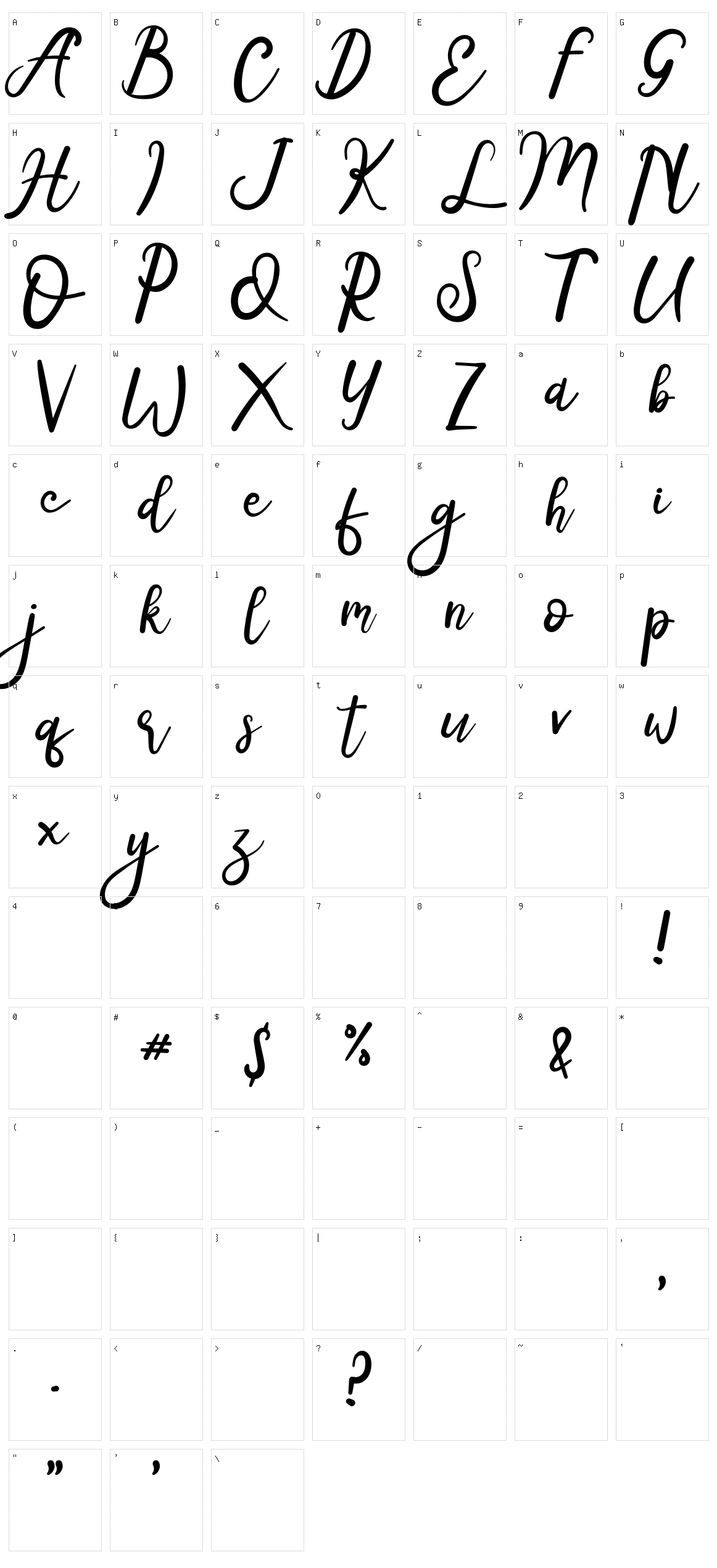 Radiga Character Set