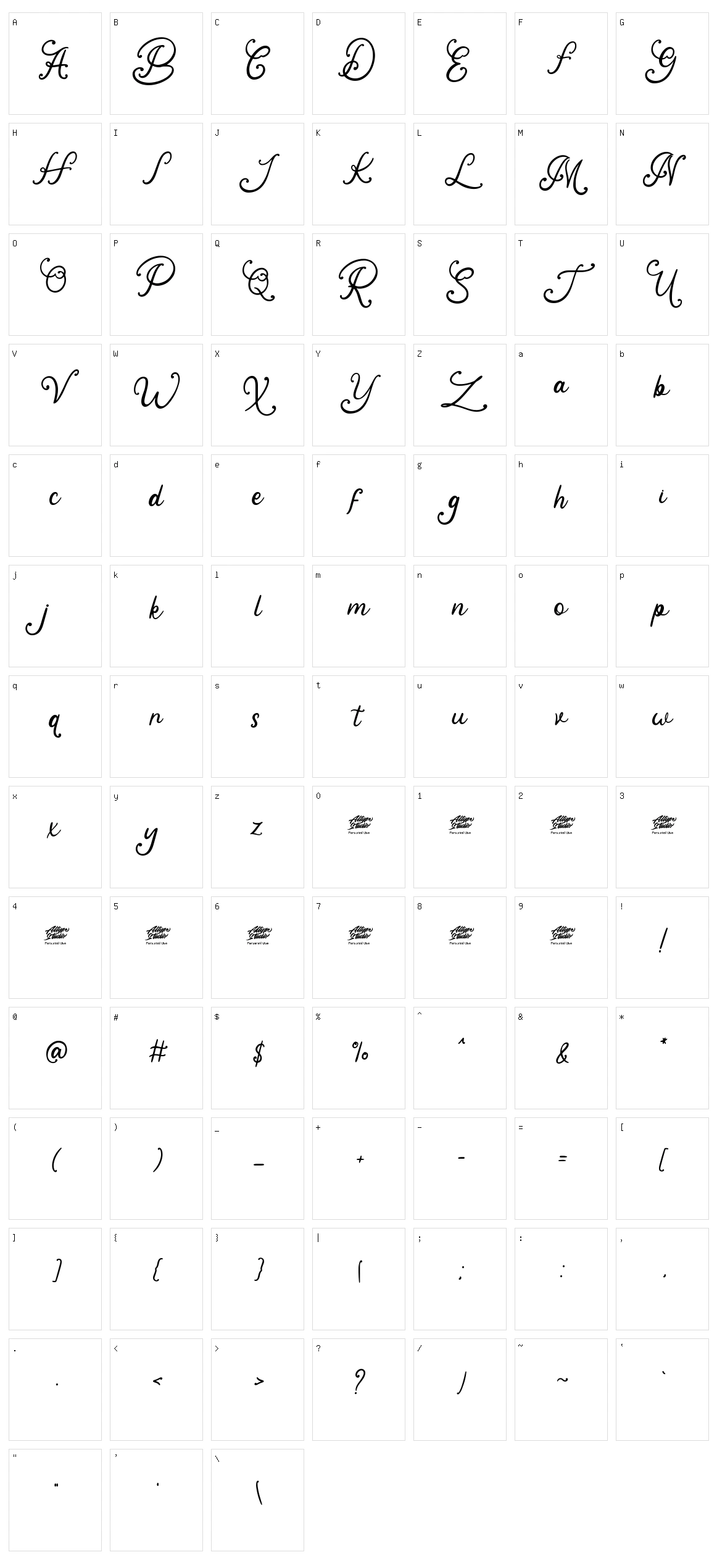Raffadyn Character Set