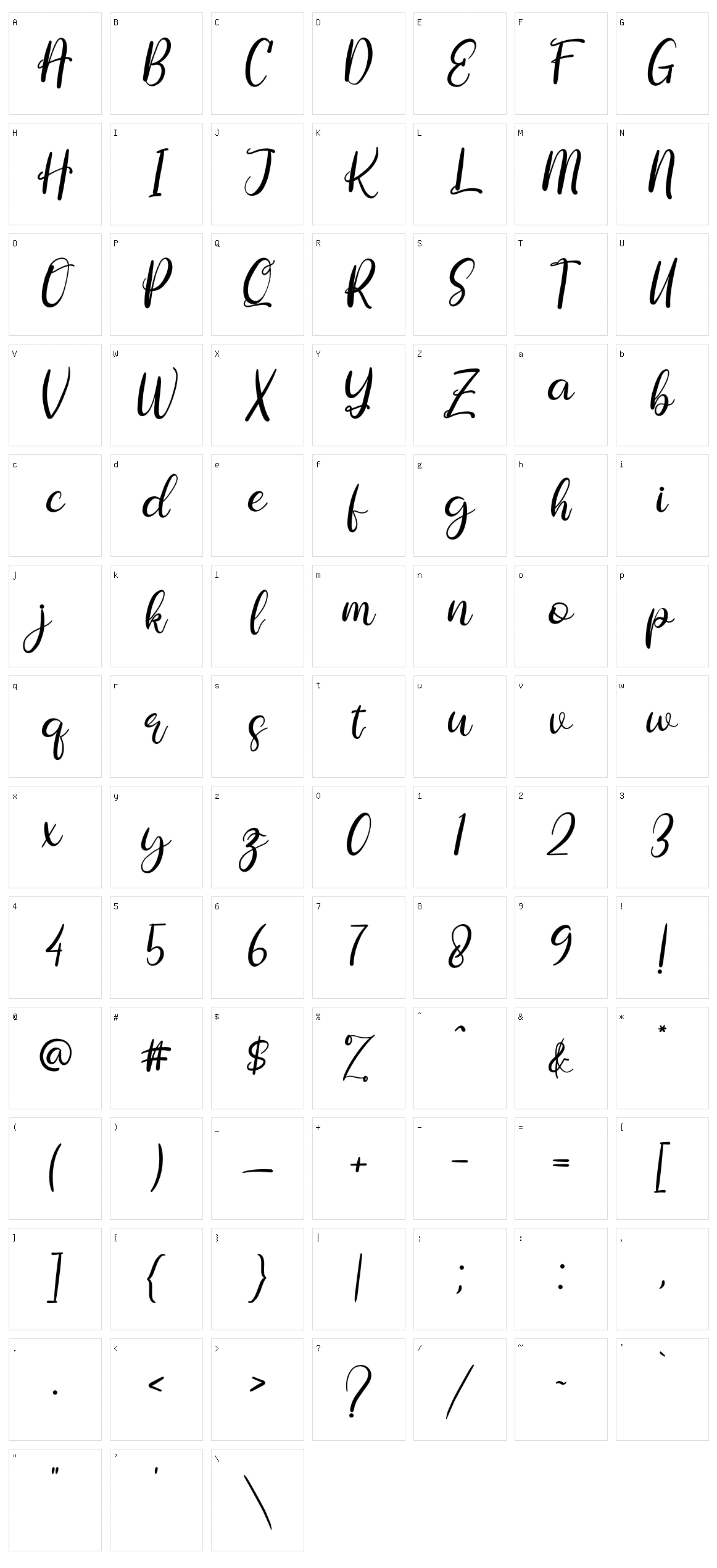 Rallystta Character Set