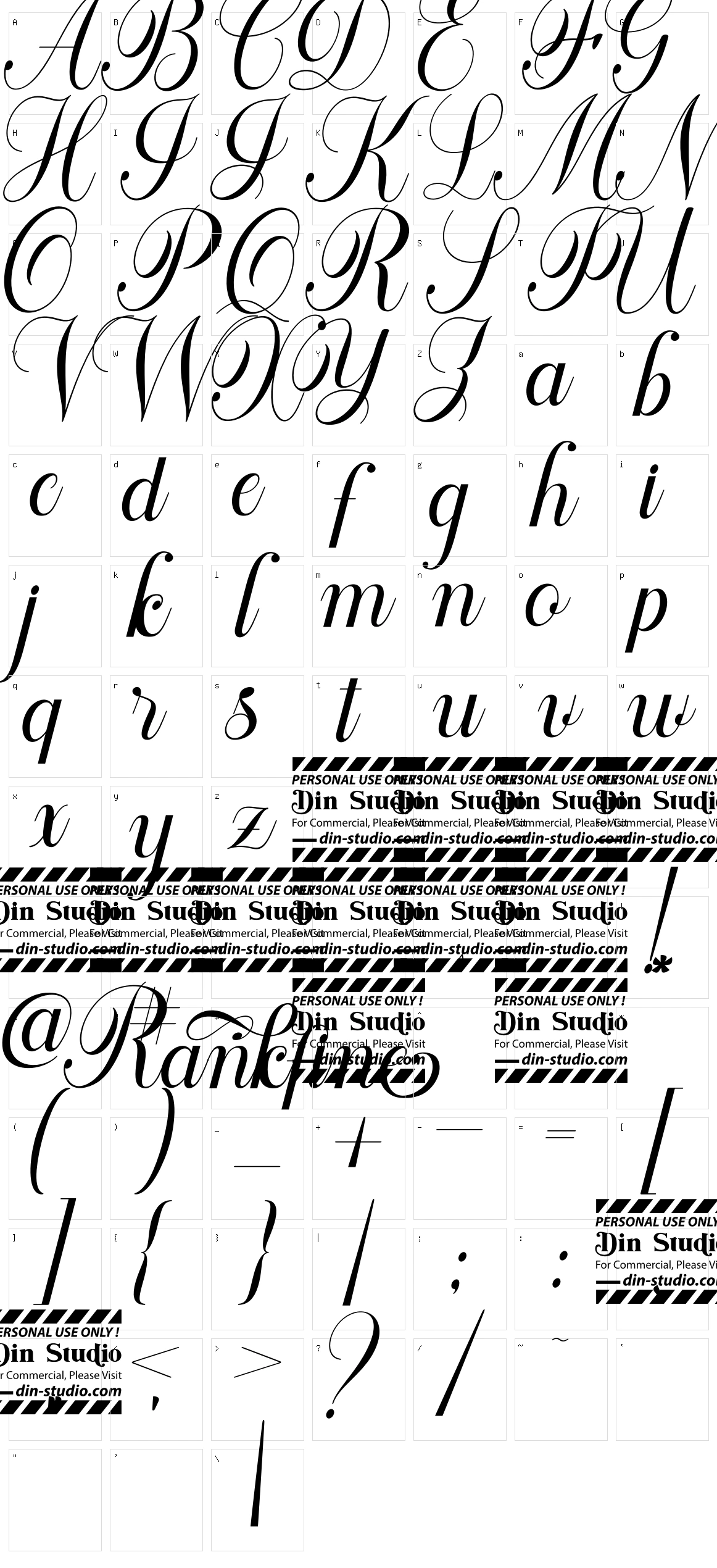 Rankfine Character Set