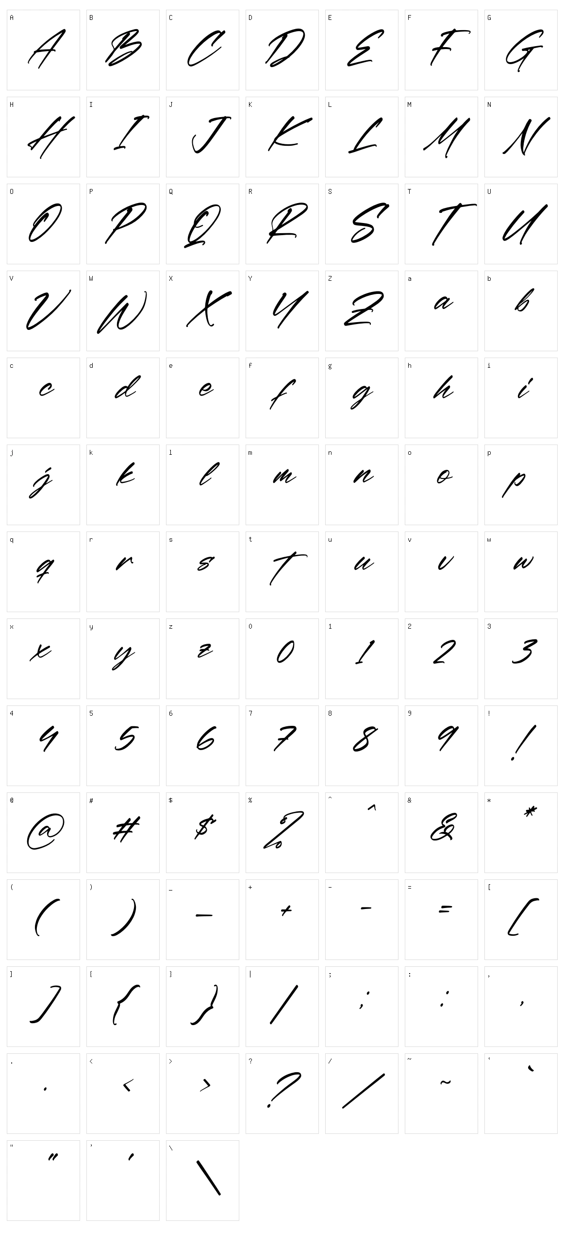 Rethaster Character Set