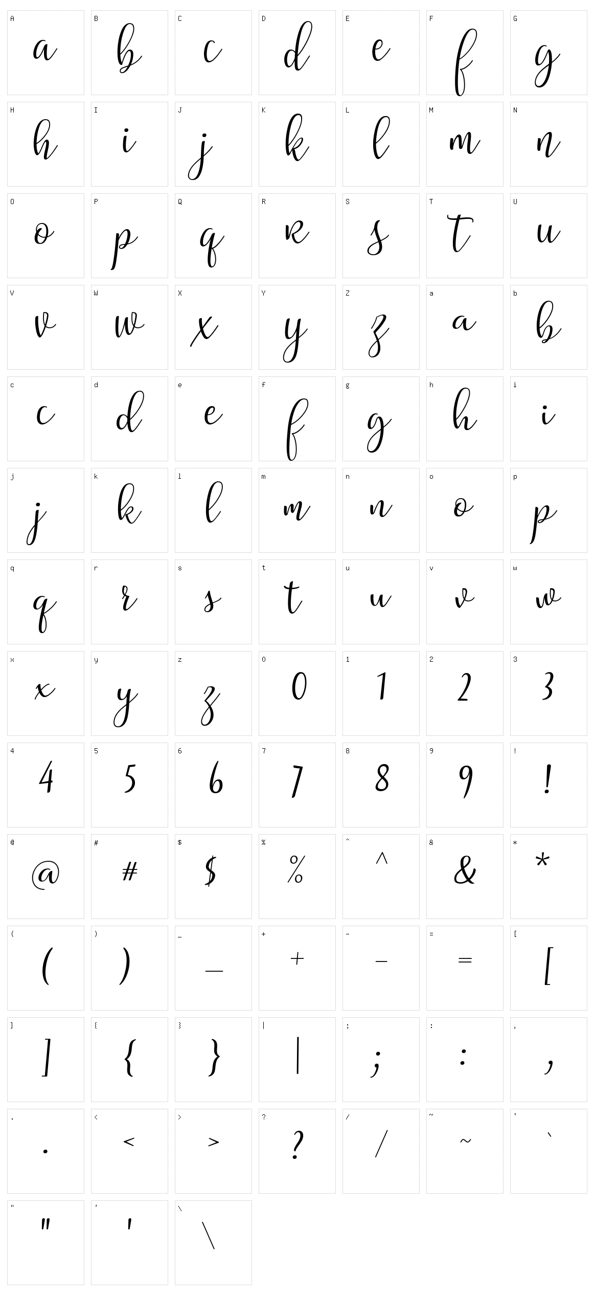 Riztteen Character Set