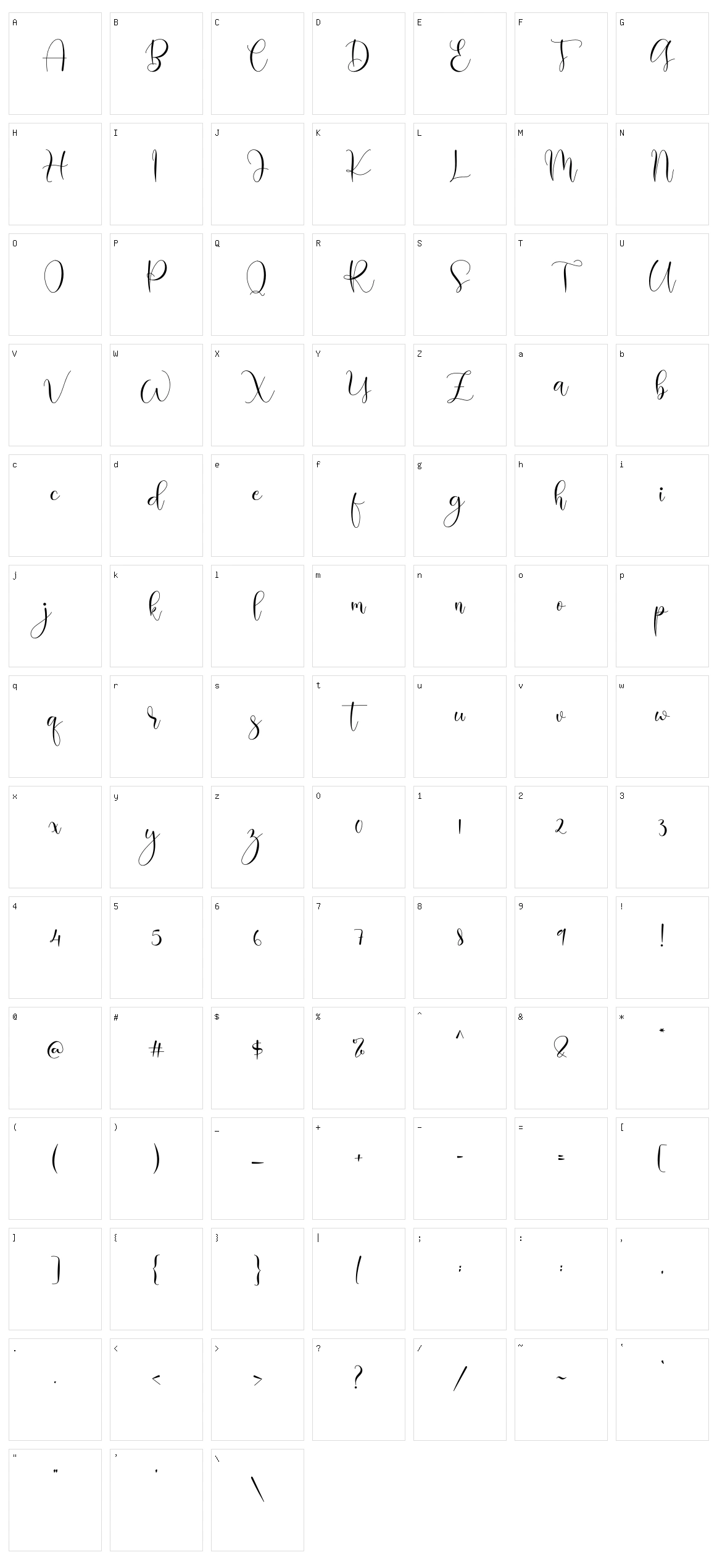 Romantica Character Set