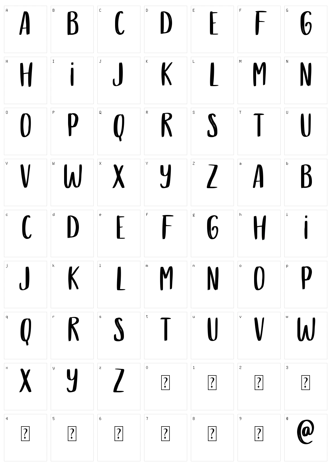 Rosemate Script Character Set