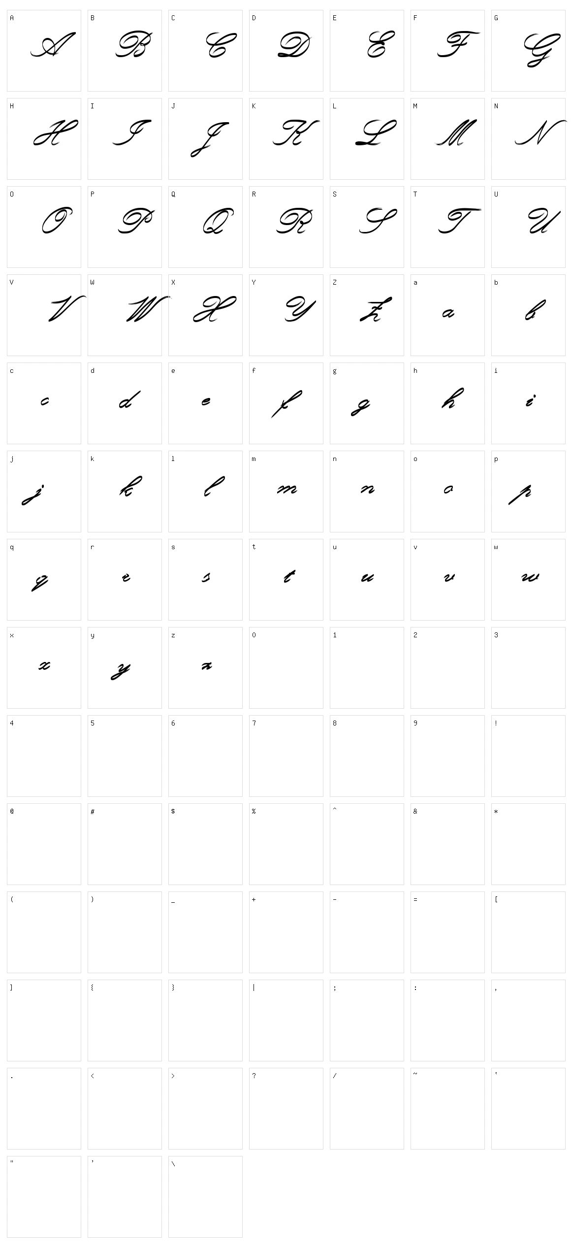 Rough Brush Script Character Set