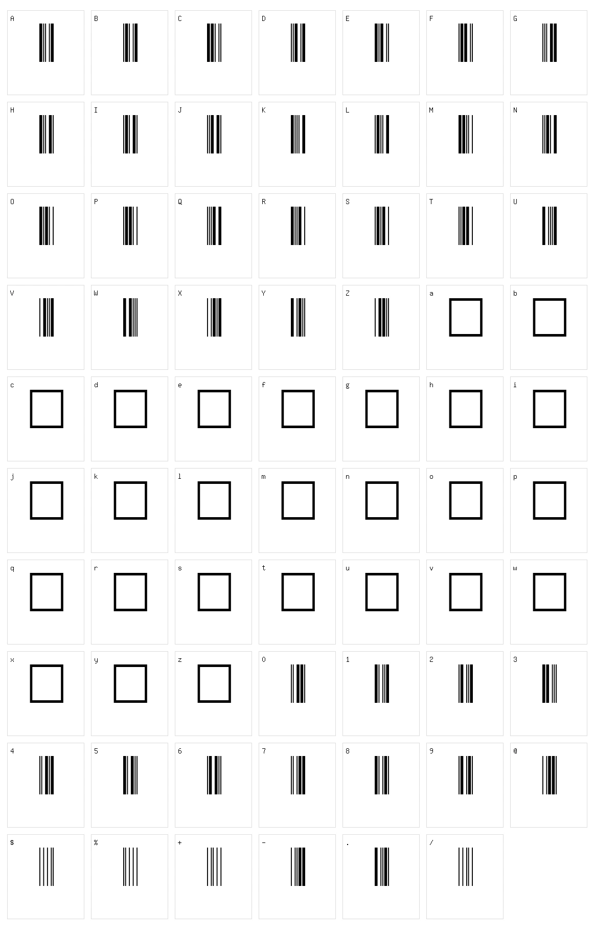 Code 39 Character Set