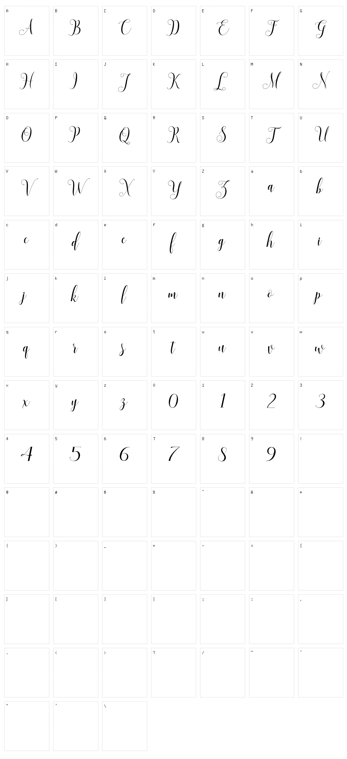 Sadhira Character Set