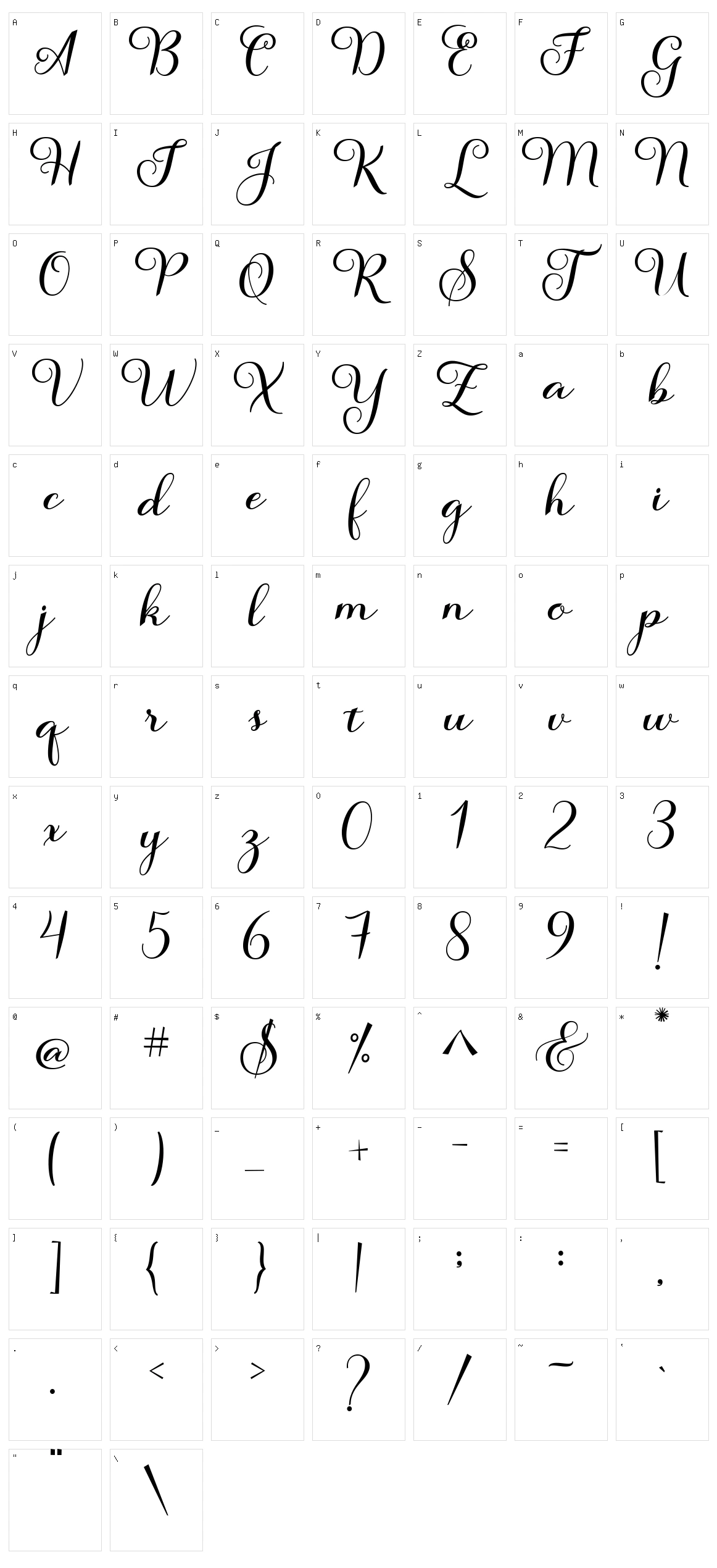 Salsadila Script Character Set