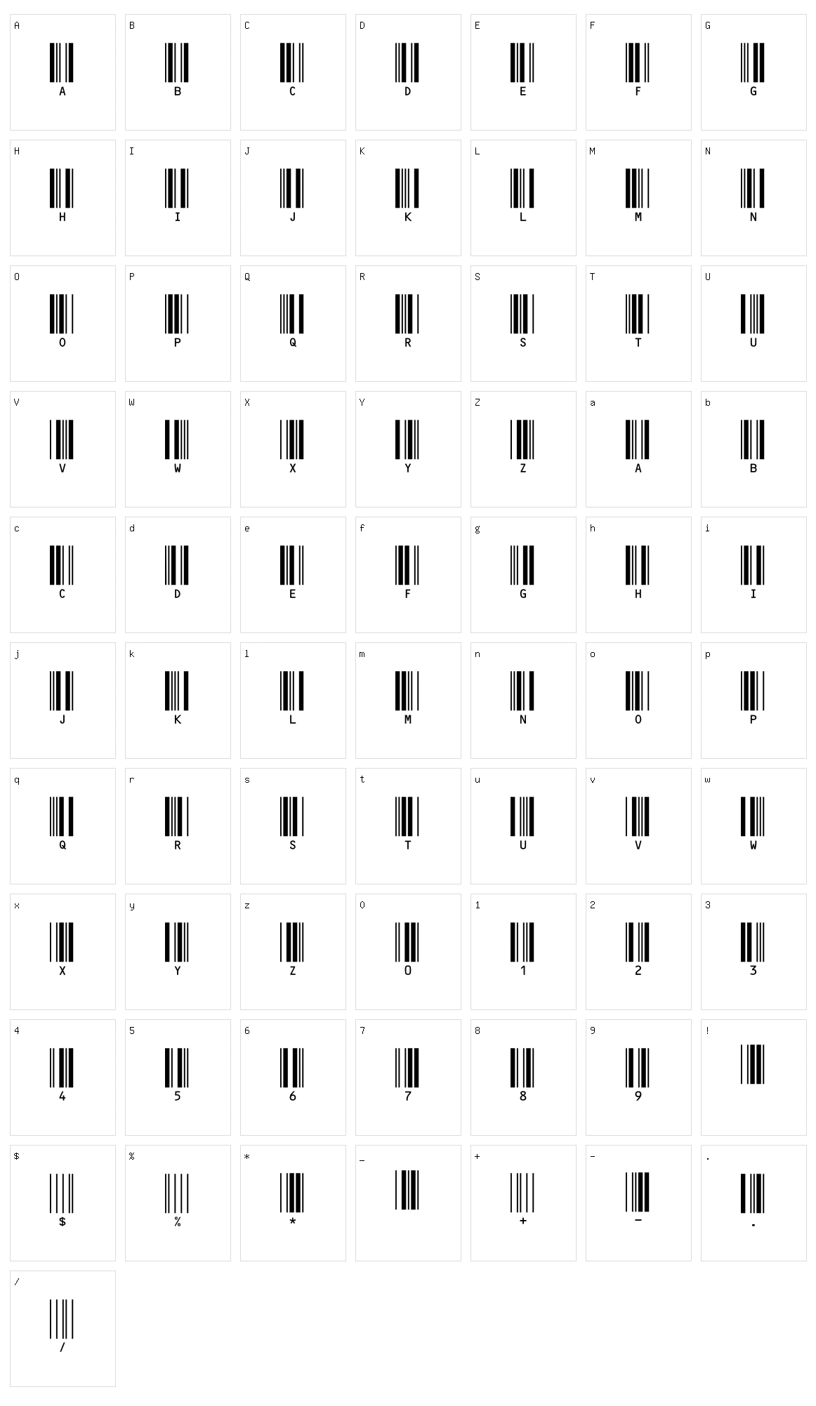 c39hrp36dltt Character Set