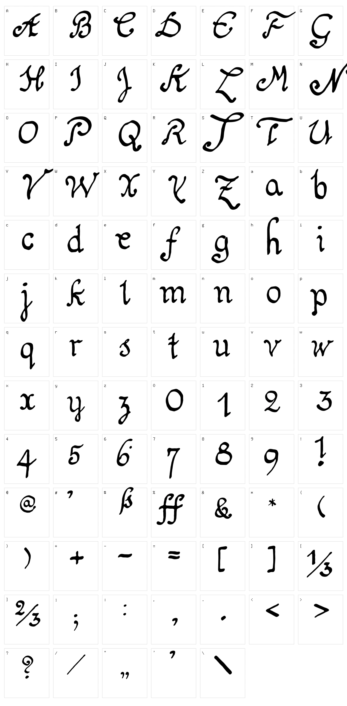 Schnitger 1680 Character Set