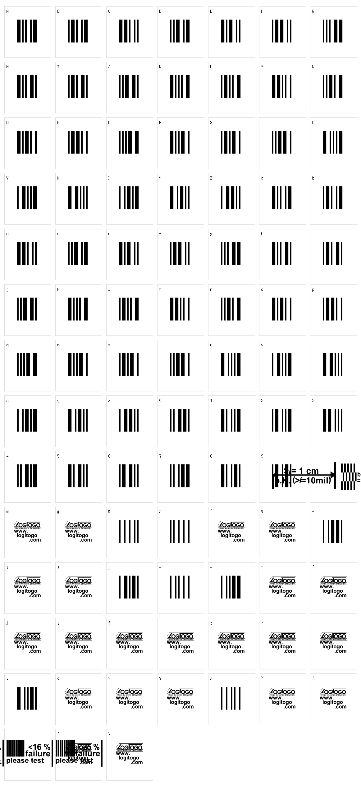 Code 39 Logitogo Character Set