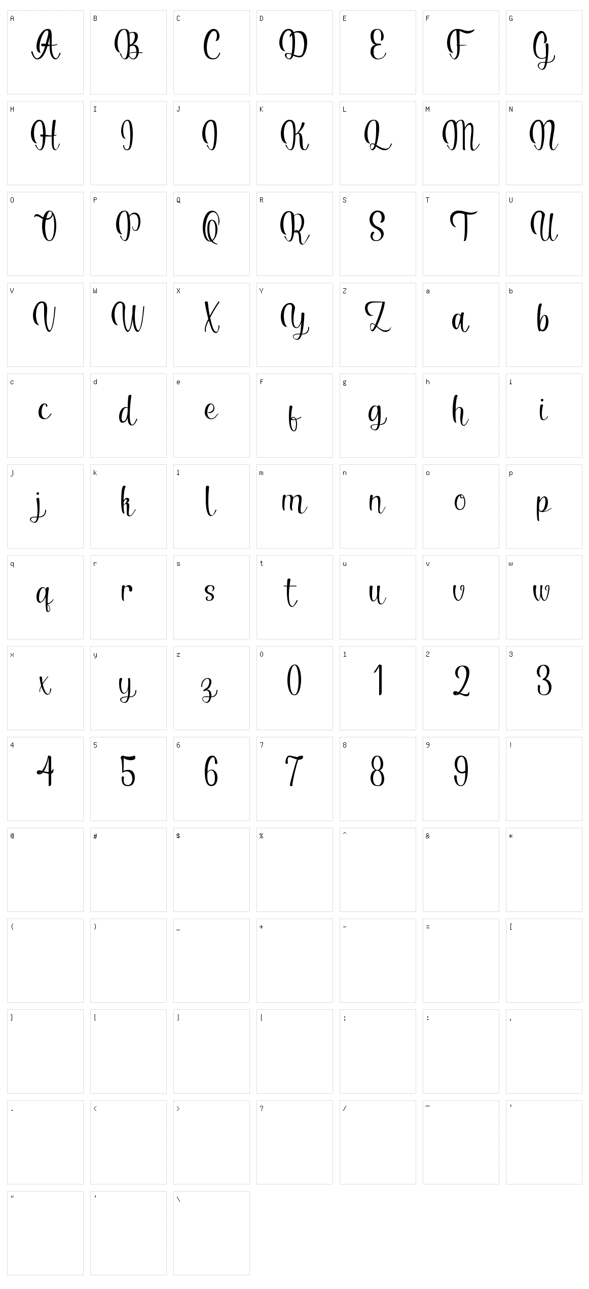 Serenita Character Set