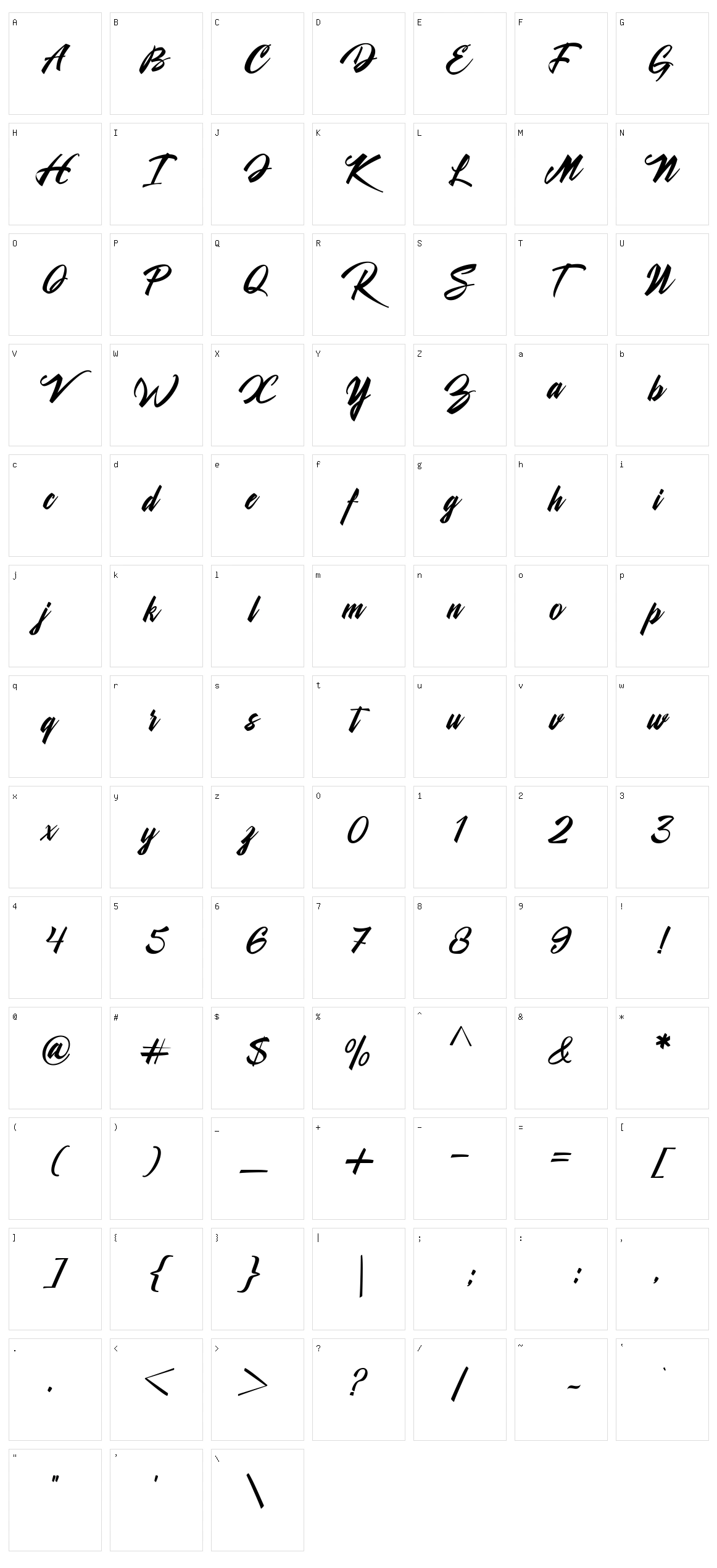 Shanella Character Set