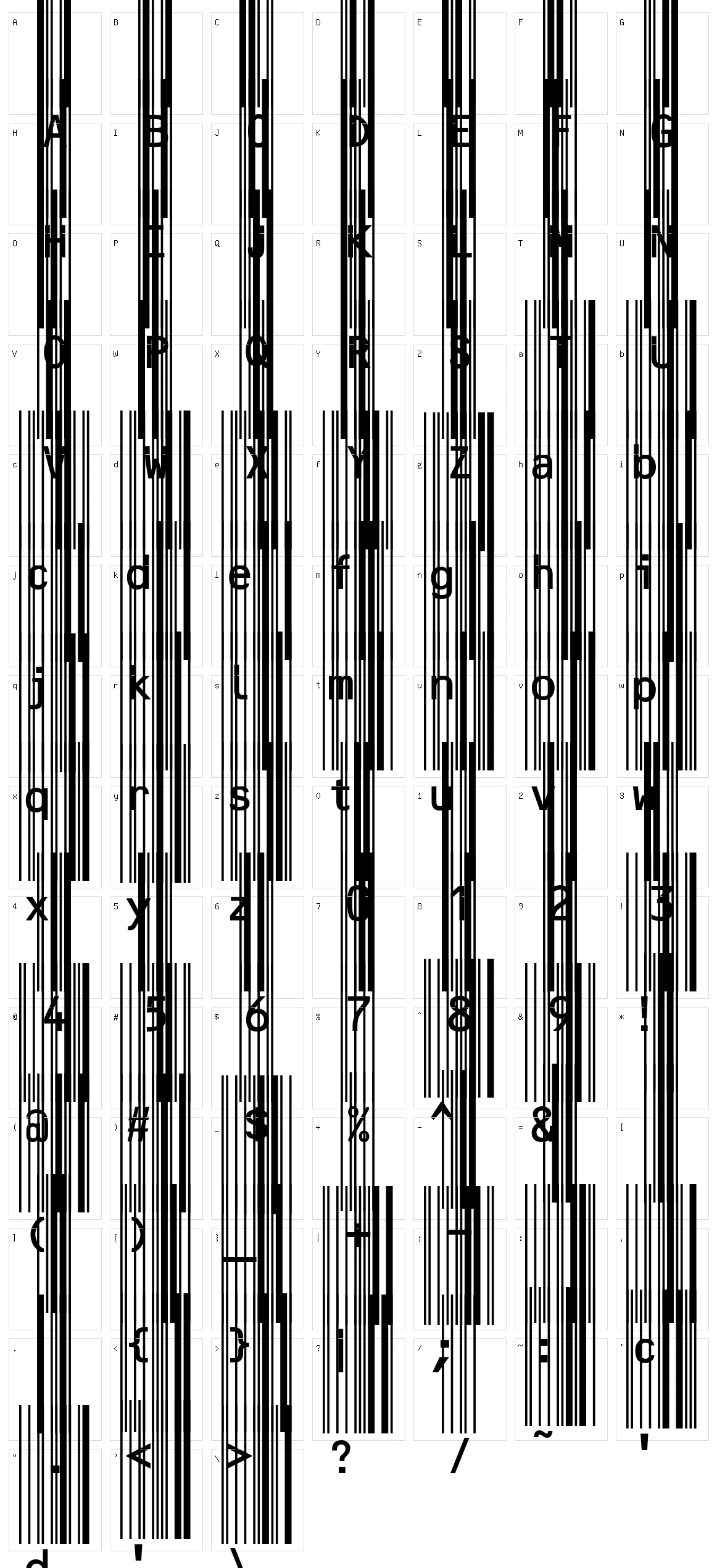 MRV Code39extMA Character Set