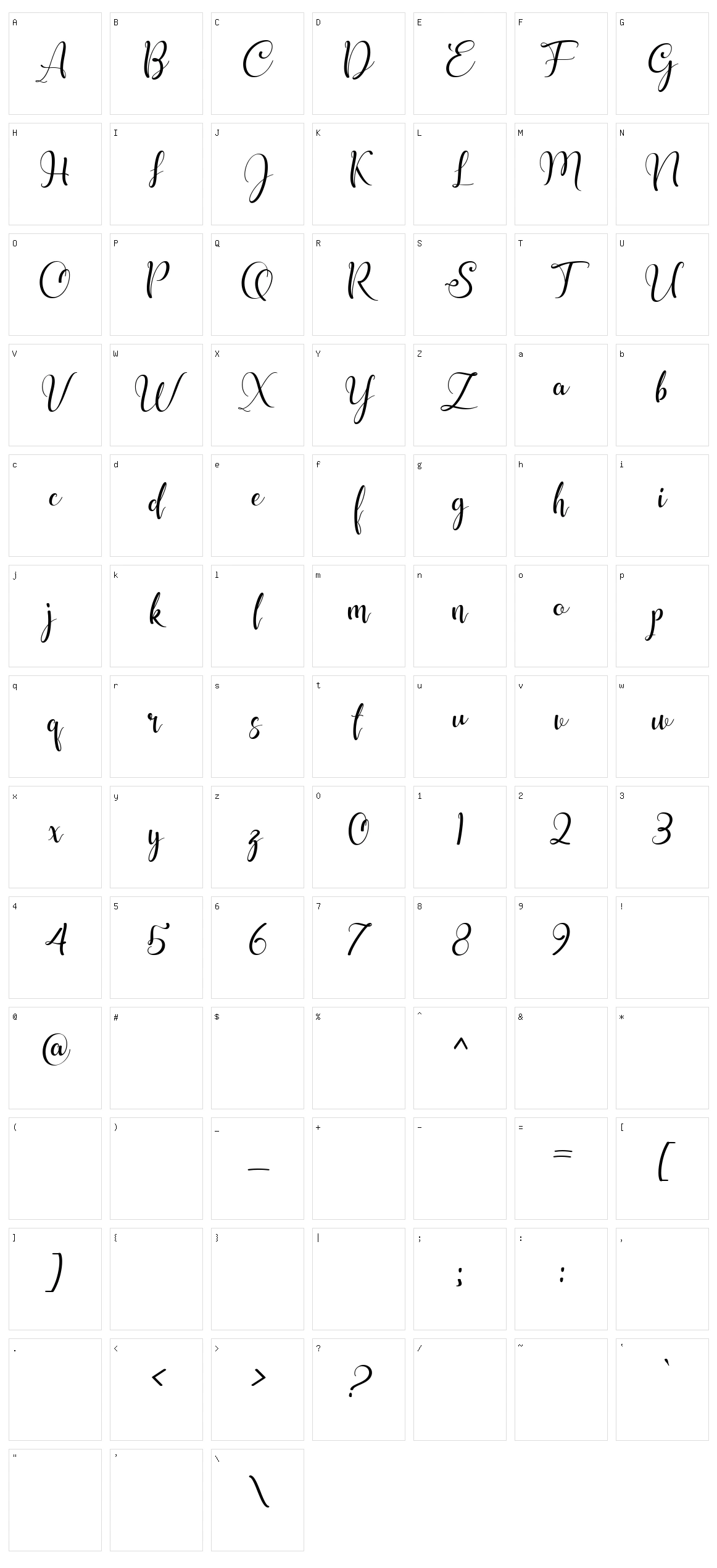 Shunligh Character Set