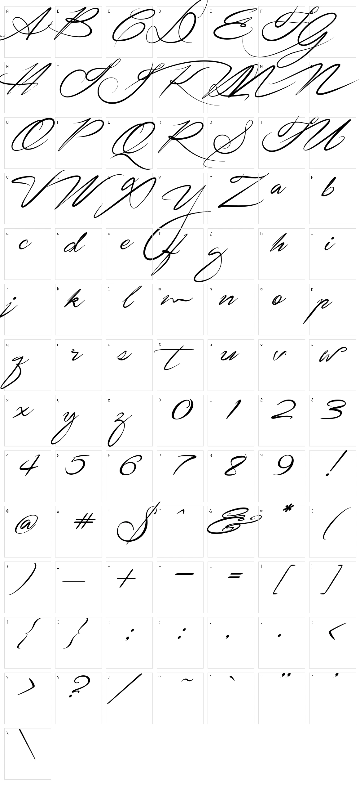 Signarita Zhai Character Set