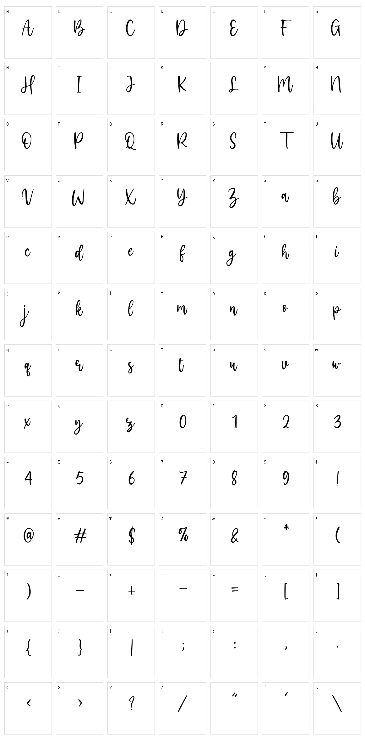 Silverglow Character Set