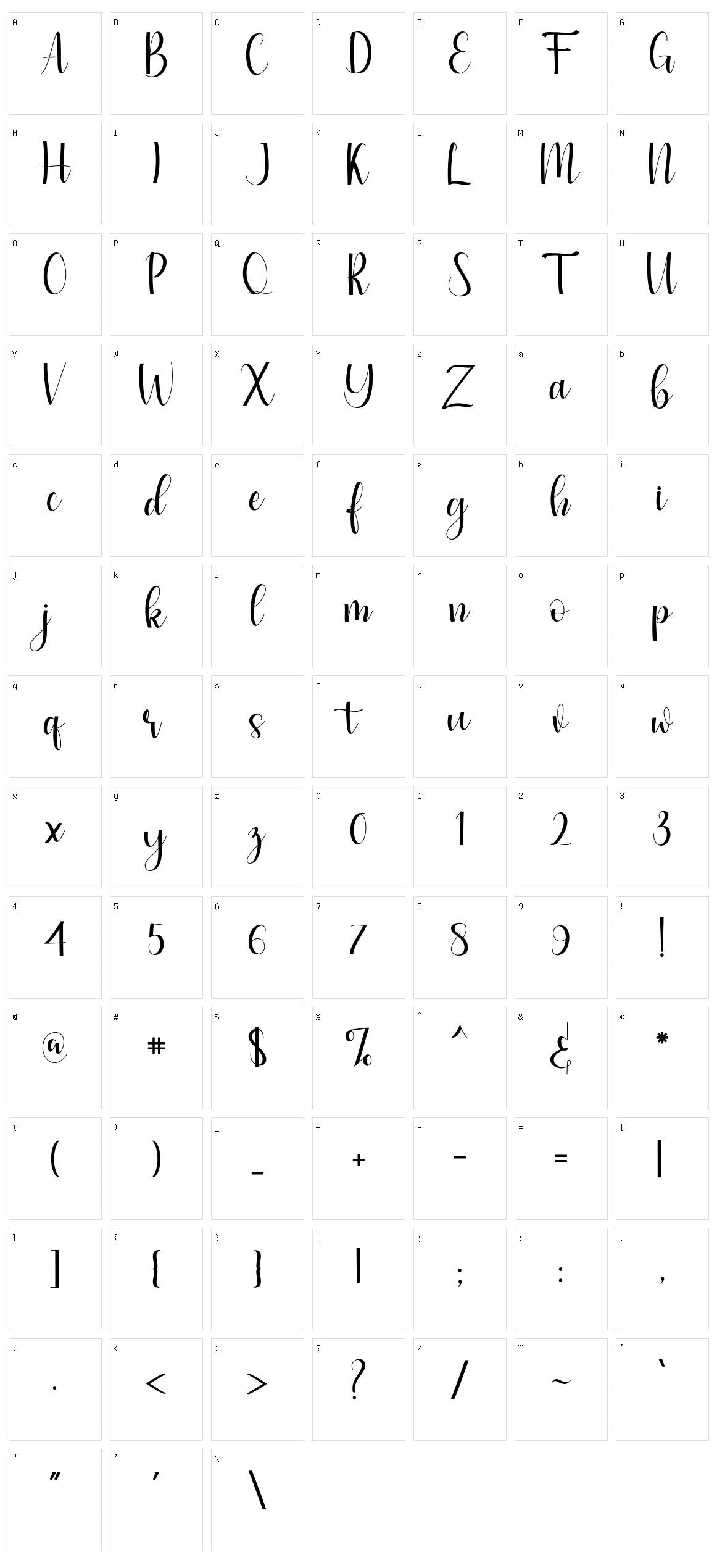Simple Script Character Set