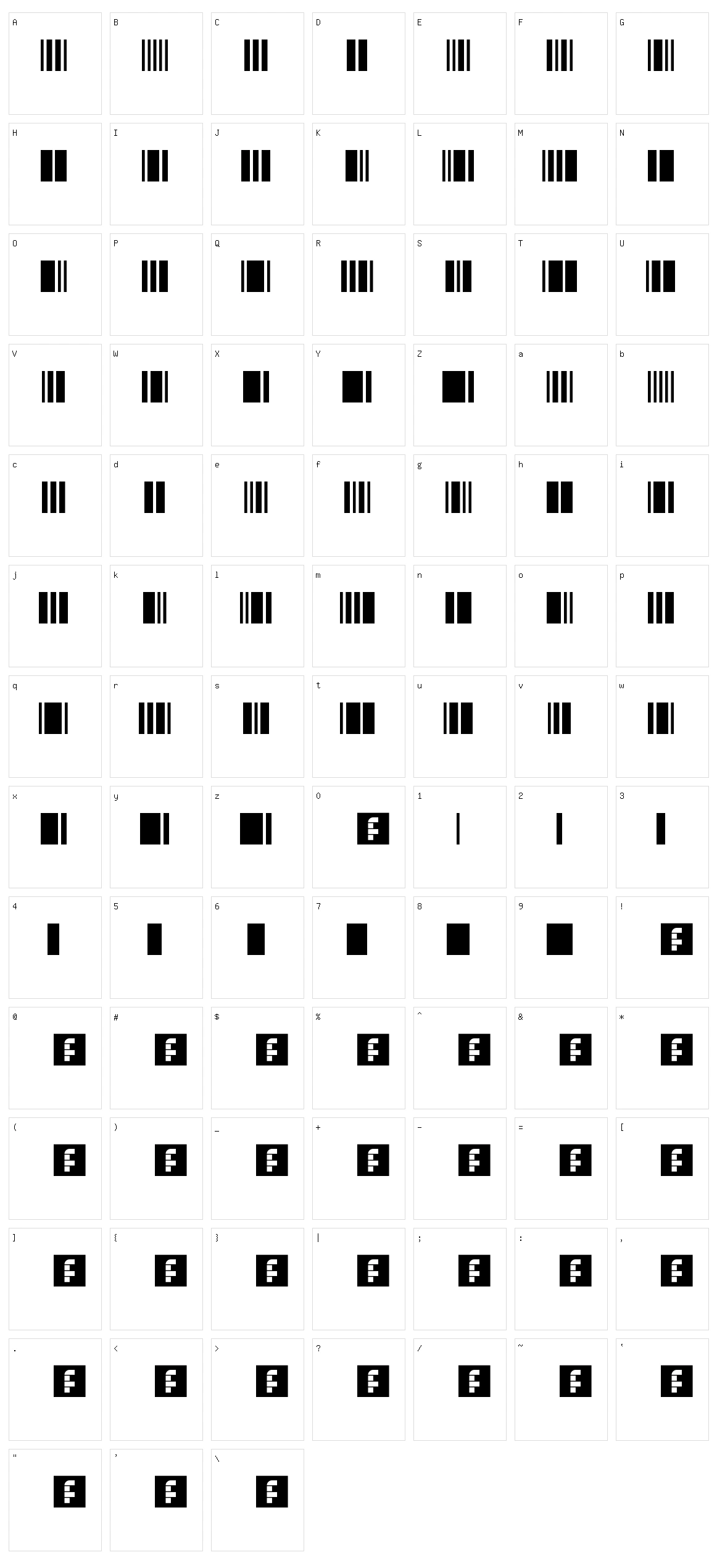 Barkode Character Set