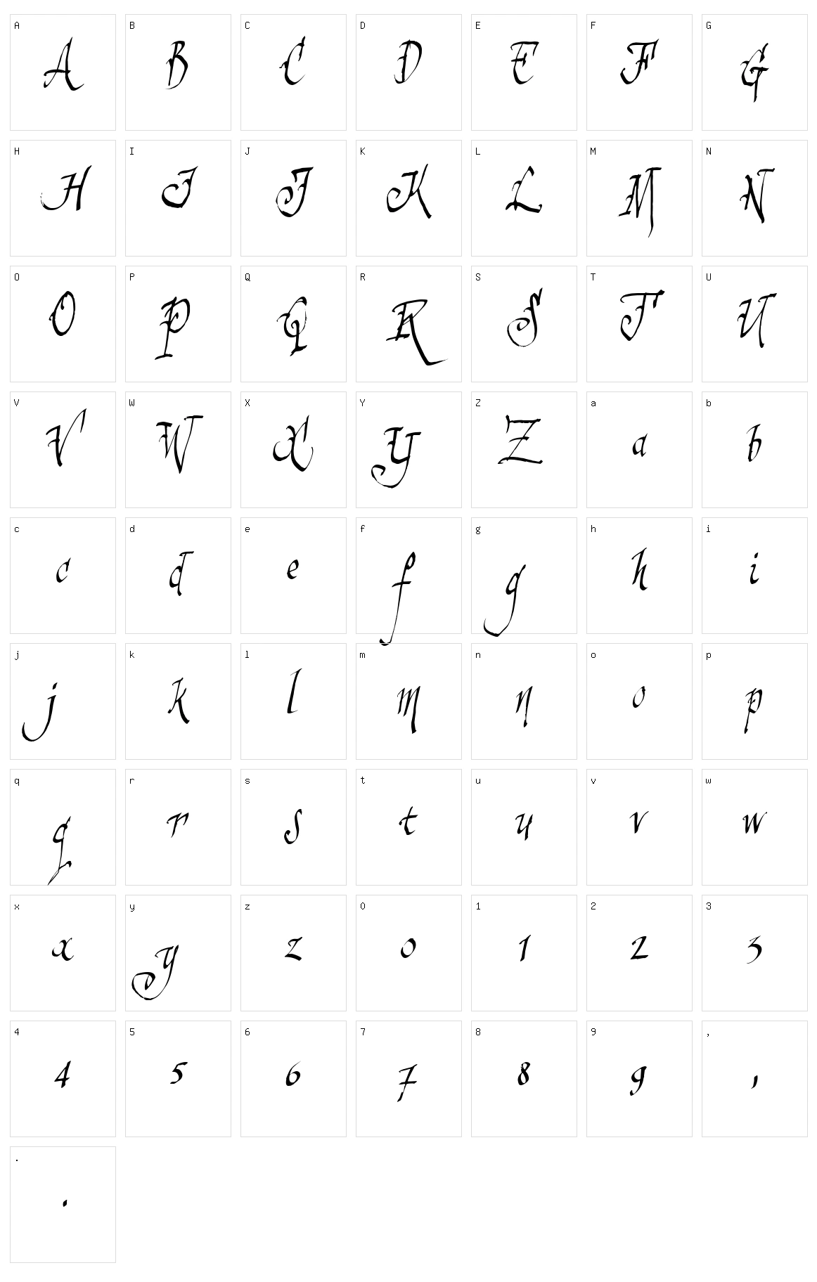 Sinister Sam Character Set