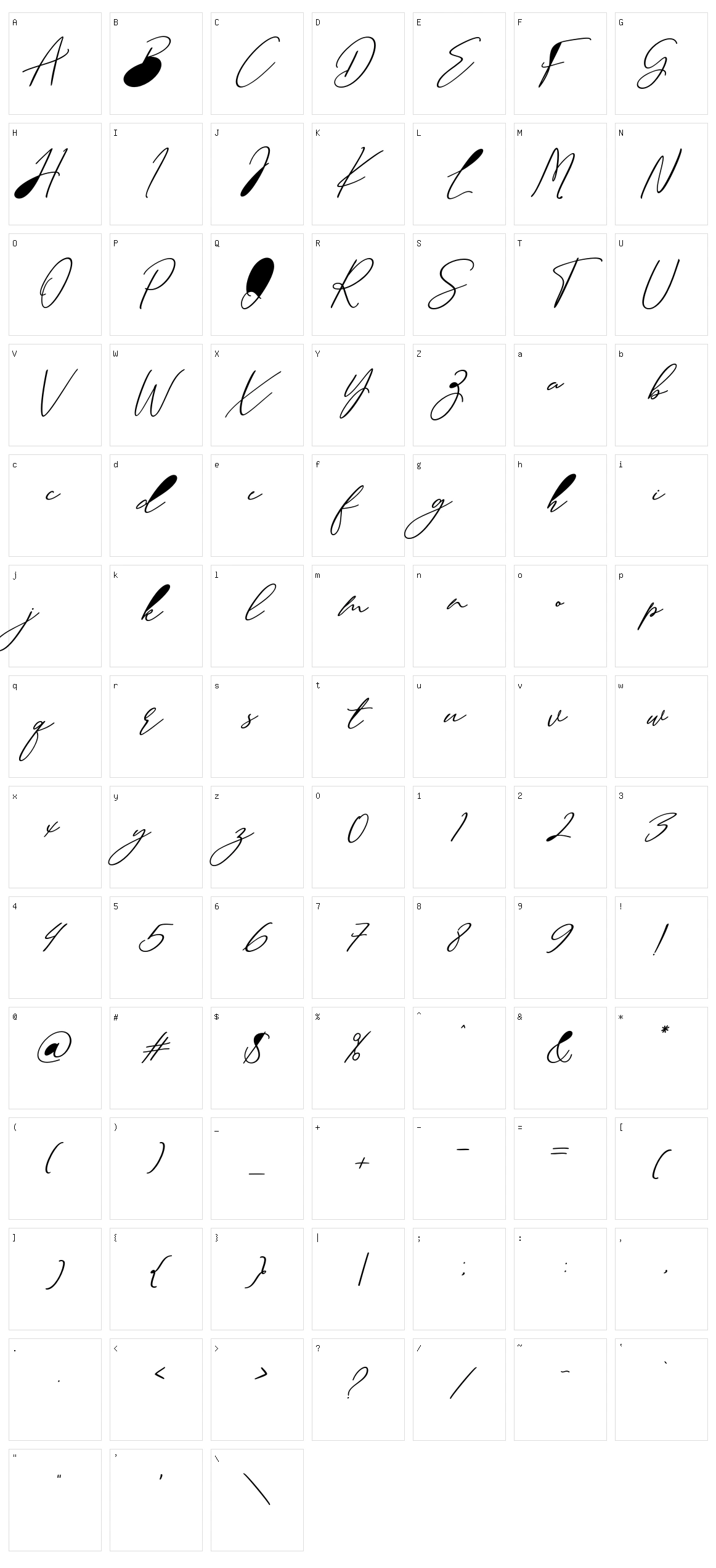 Sottalica Character Set
