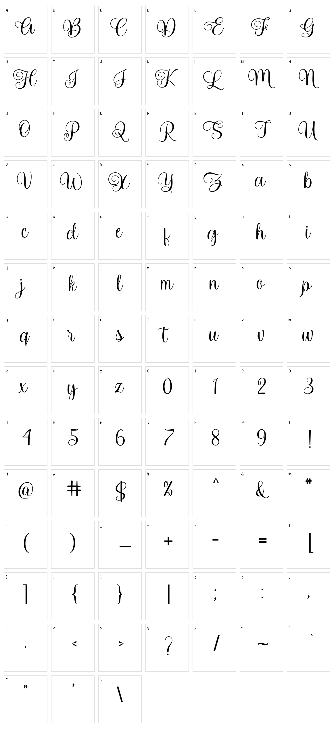 Spalding Script Character Set