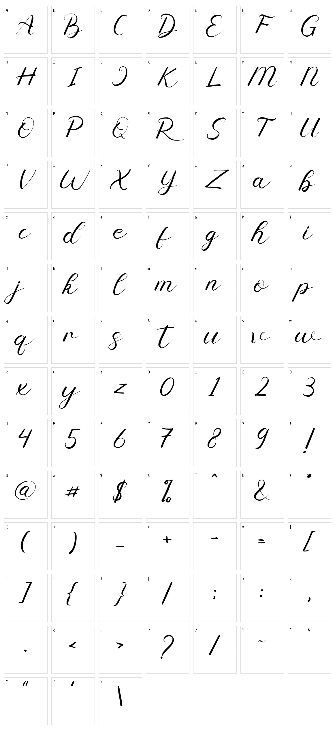 Srinita Script Character Set