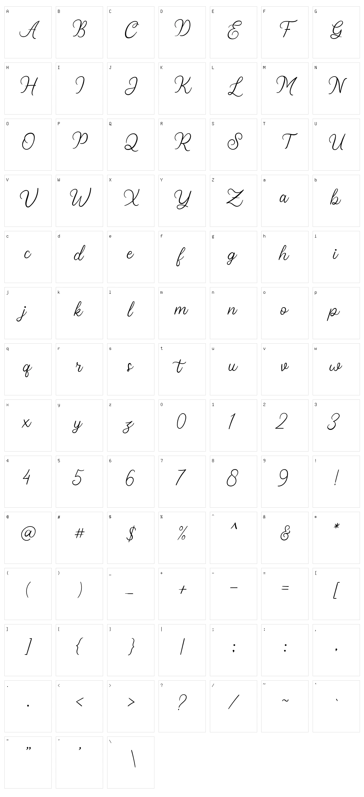 Stellina Character Set