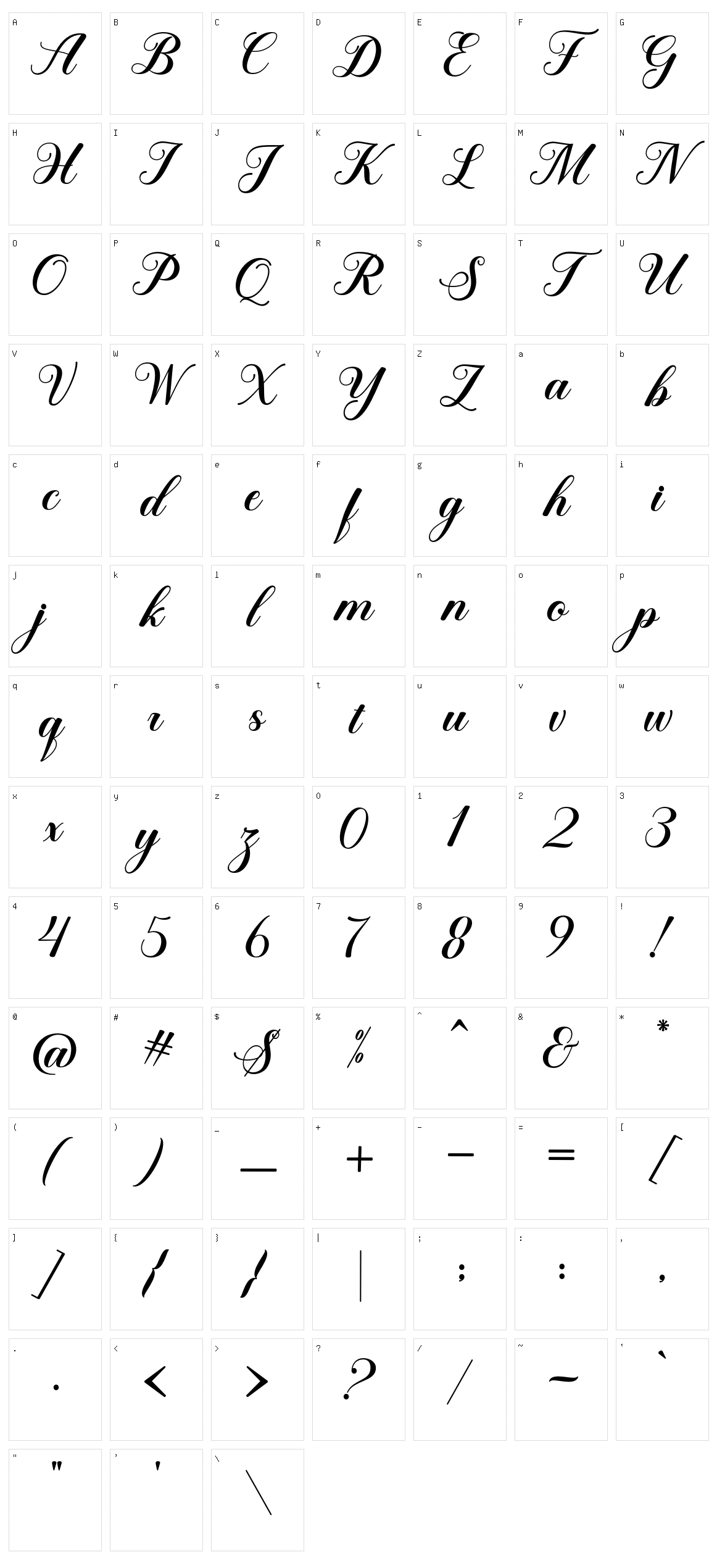 Sweet Child Script Character Set