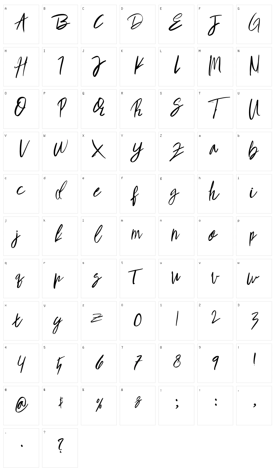 Tabitha Smest Character Set