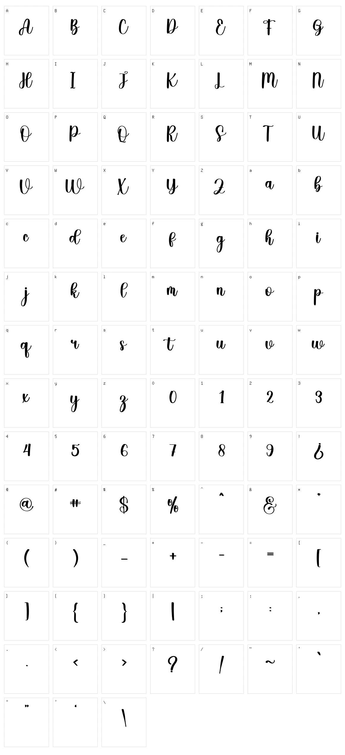 Tallenta Character Set