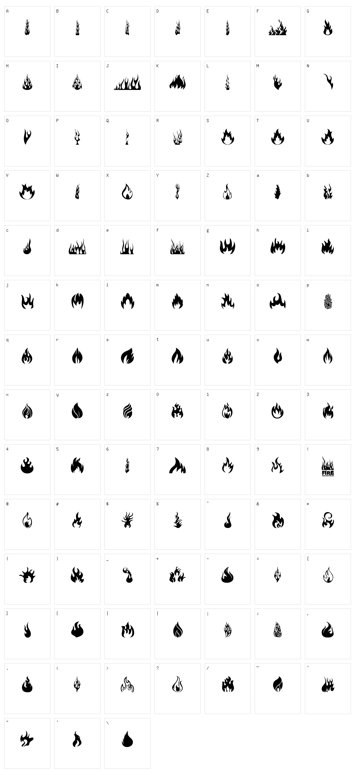 Fire Character Set