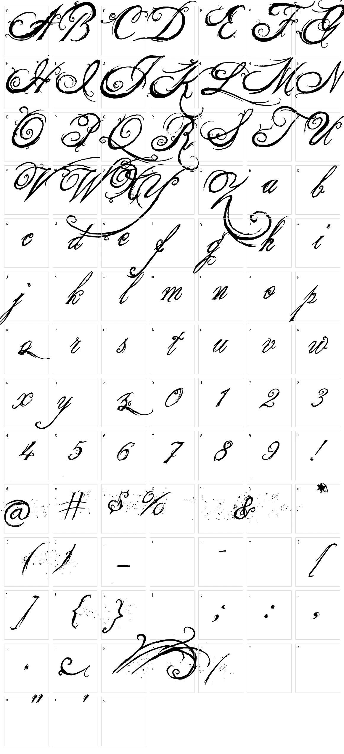 The King & Queen font Character Set