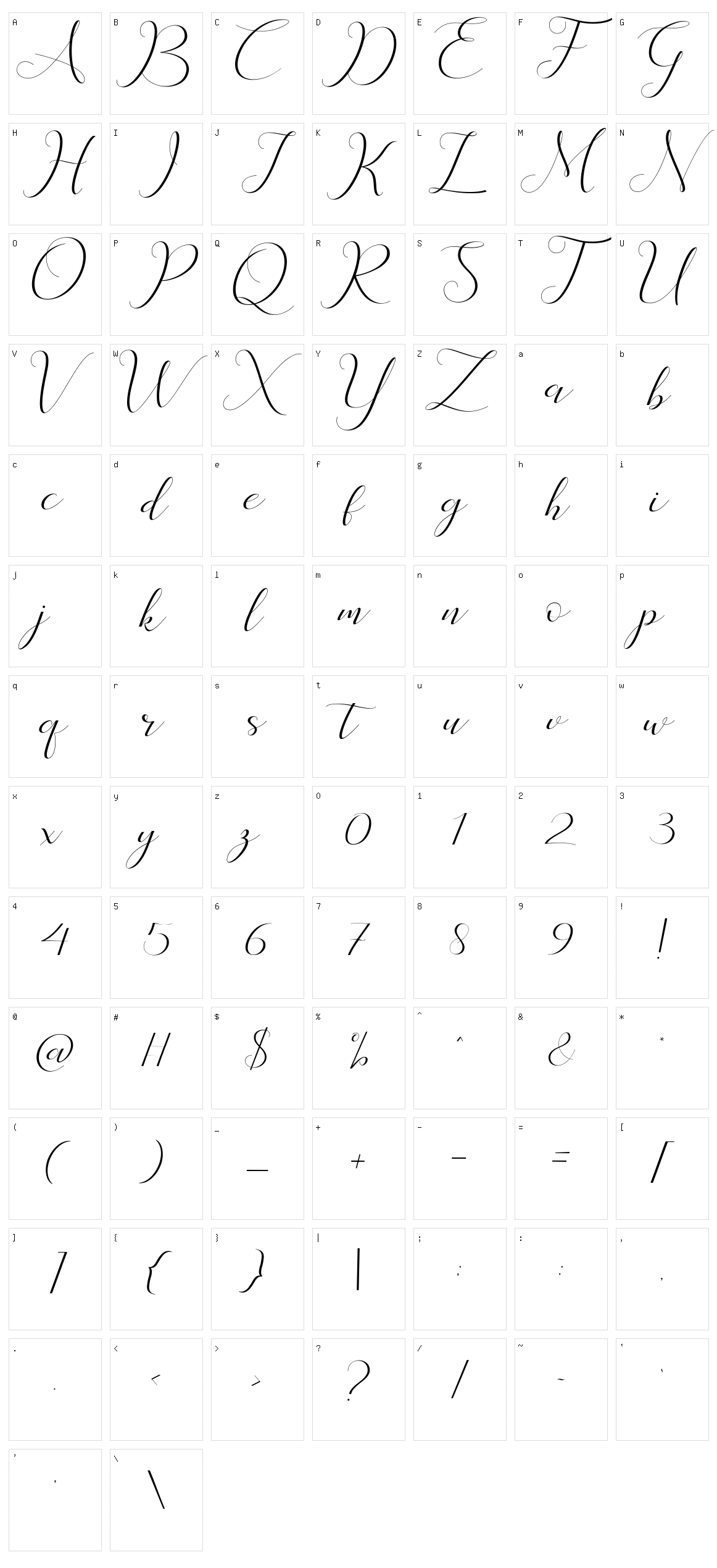 Valentina Character Set