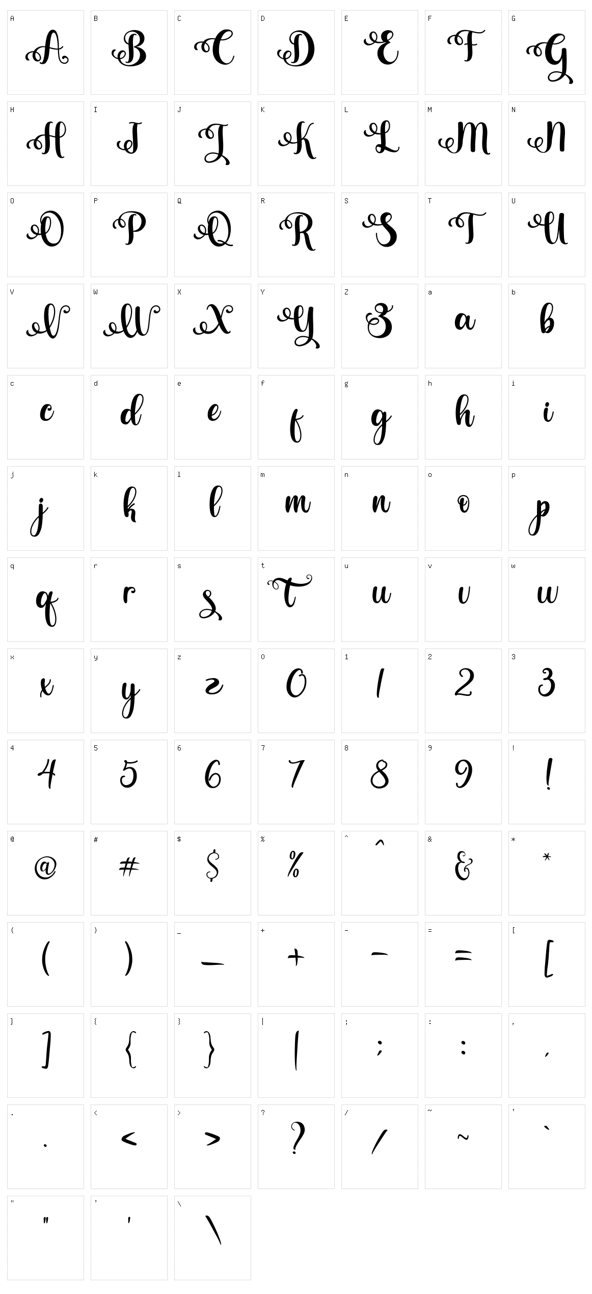 Valentina Character Set