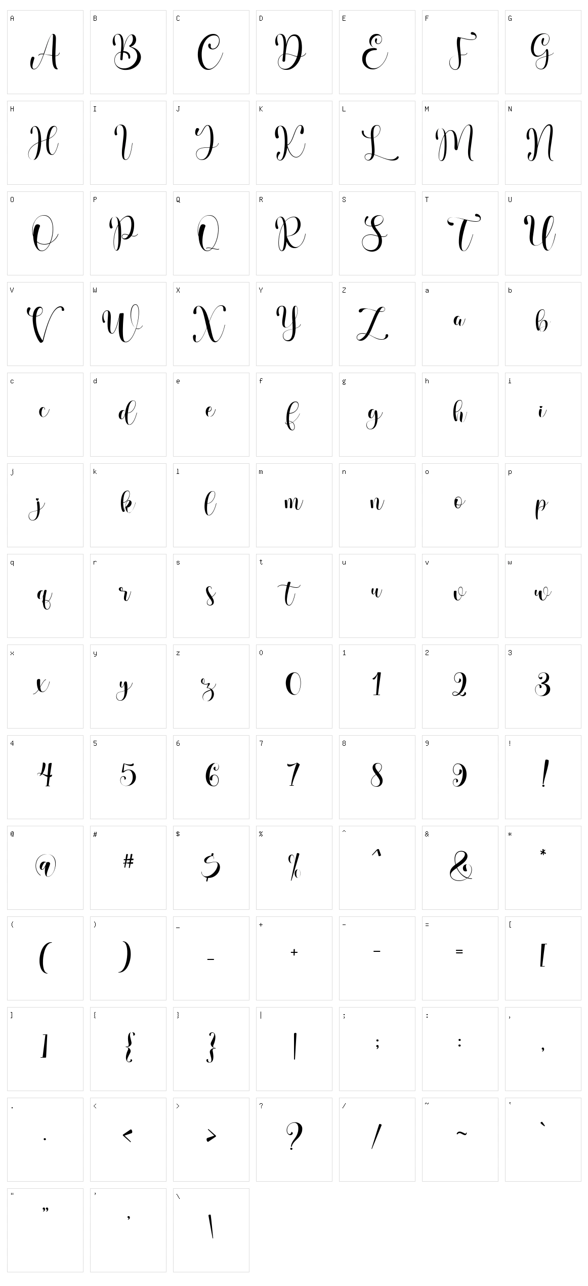 Valentina Character Set