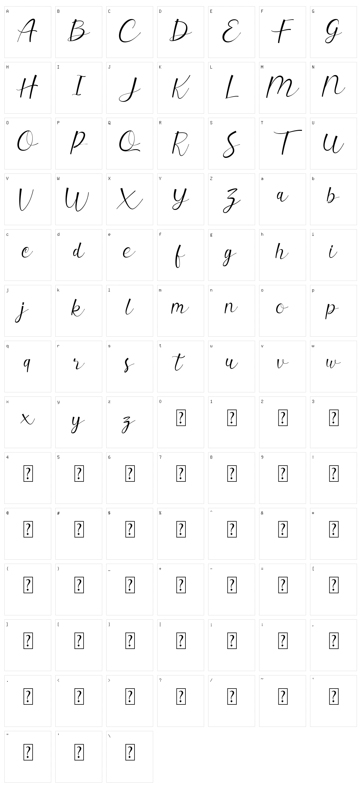 Valerissa Character Set