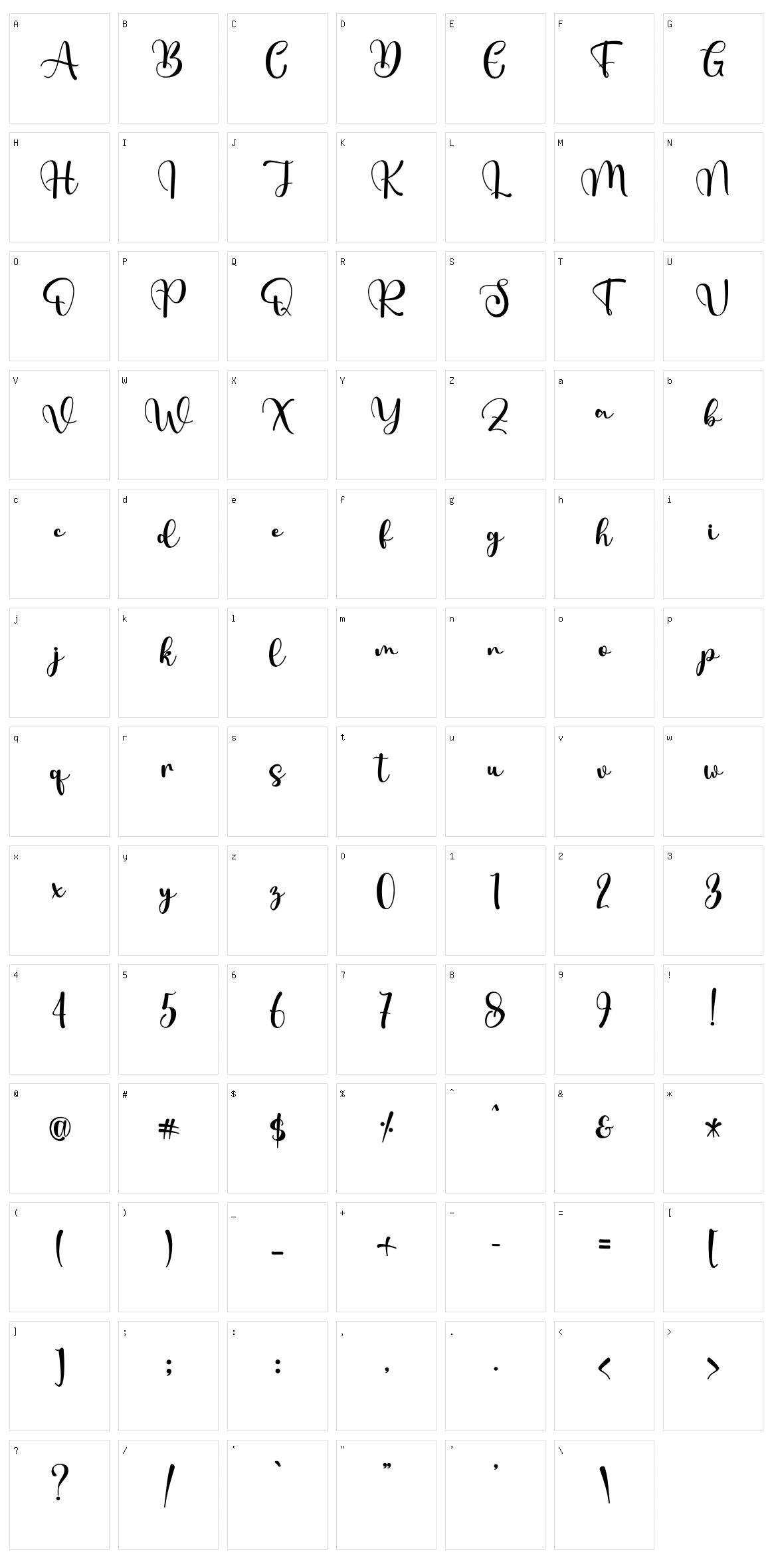 Valesta Character Set