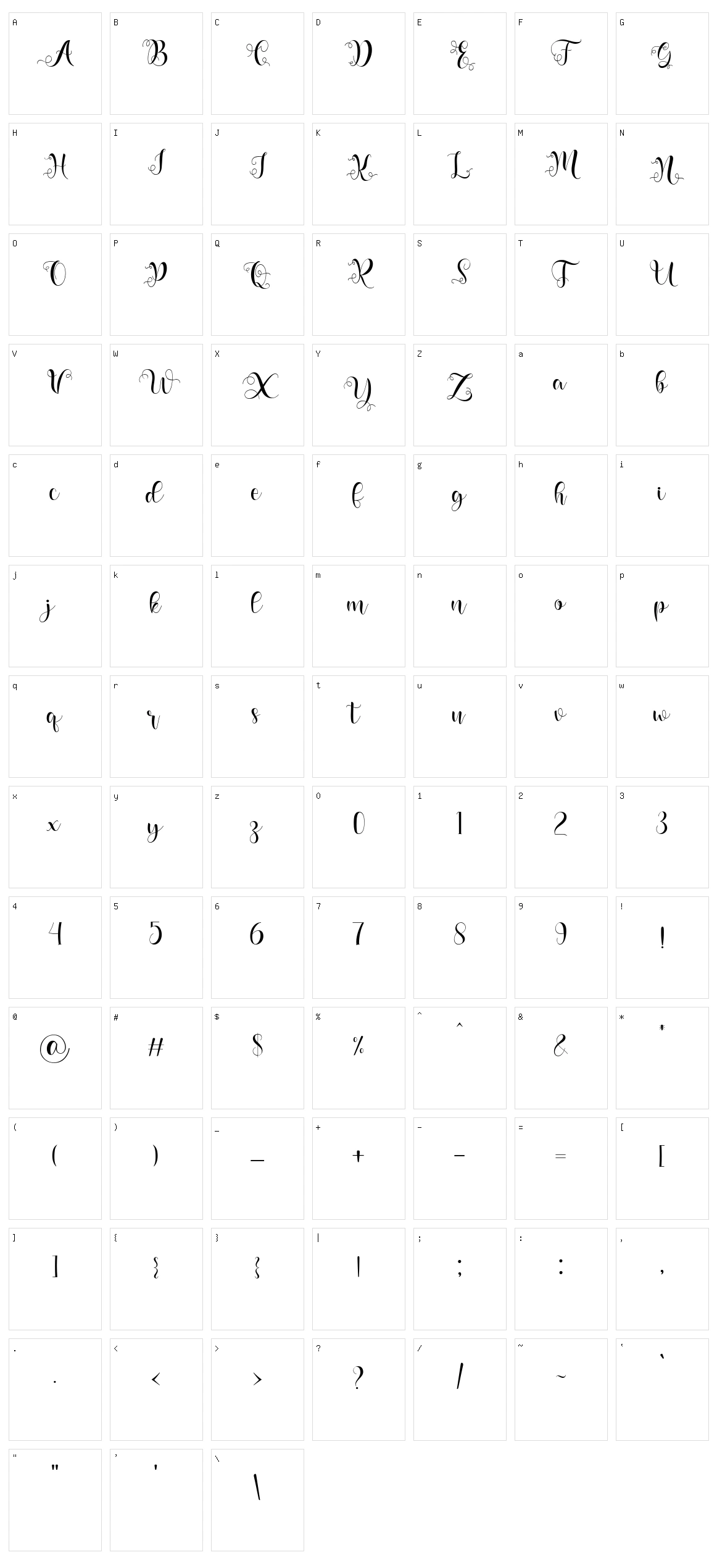 Vaylina Character Set