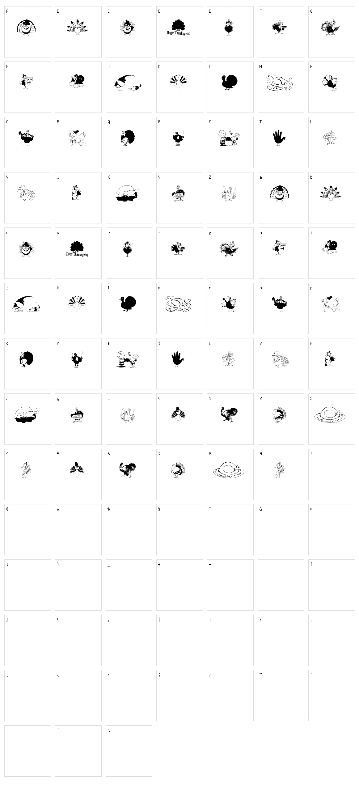 Thanksgiving Turkey Character Set