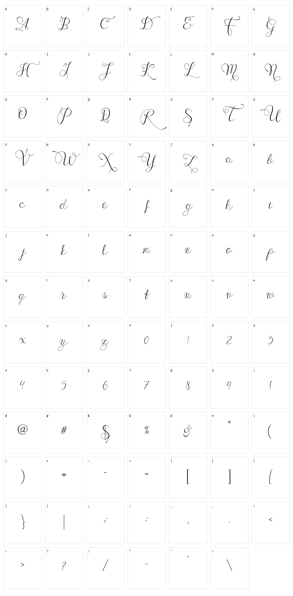 Wenny Script Character Set