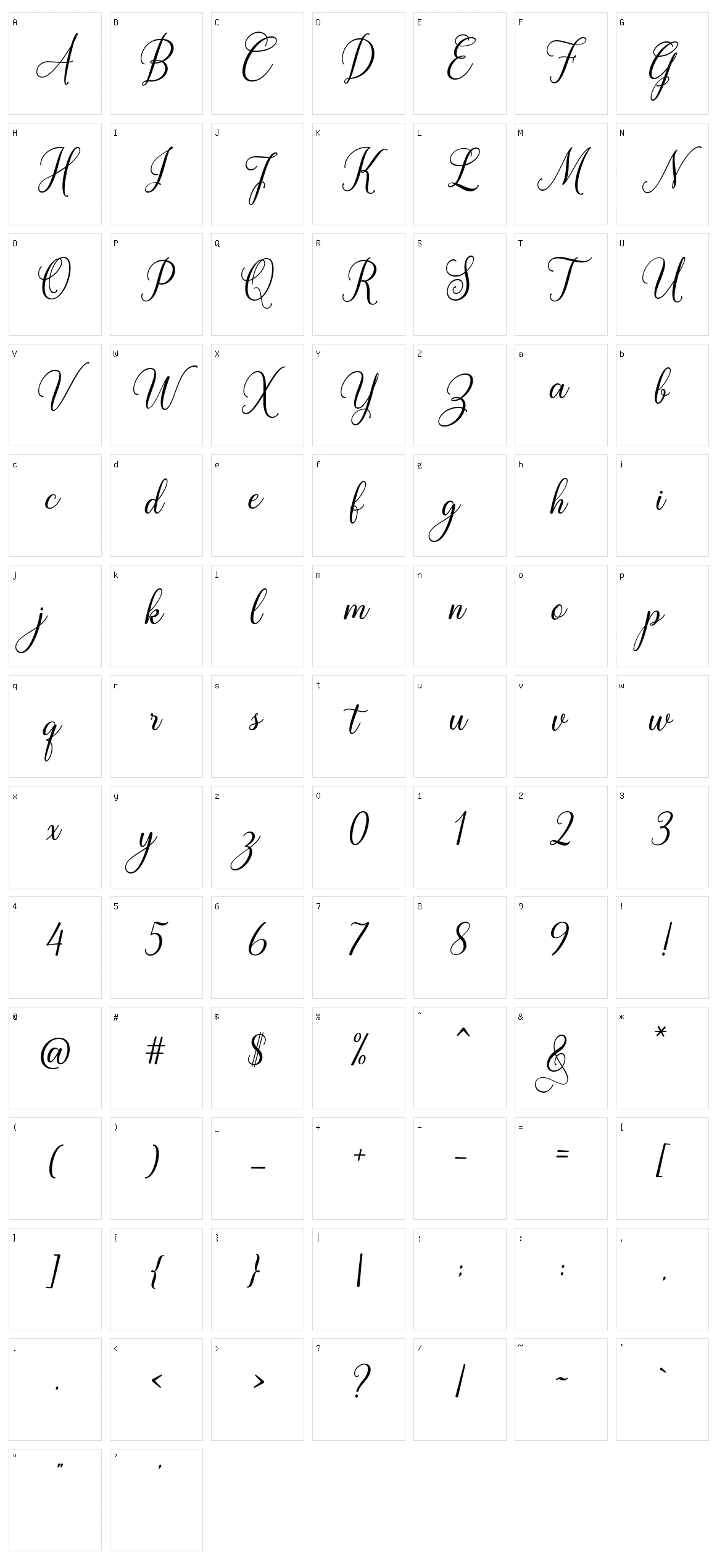 White Crystal Script Character Set